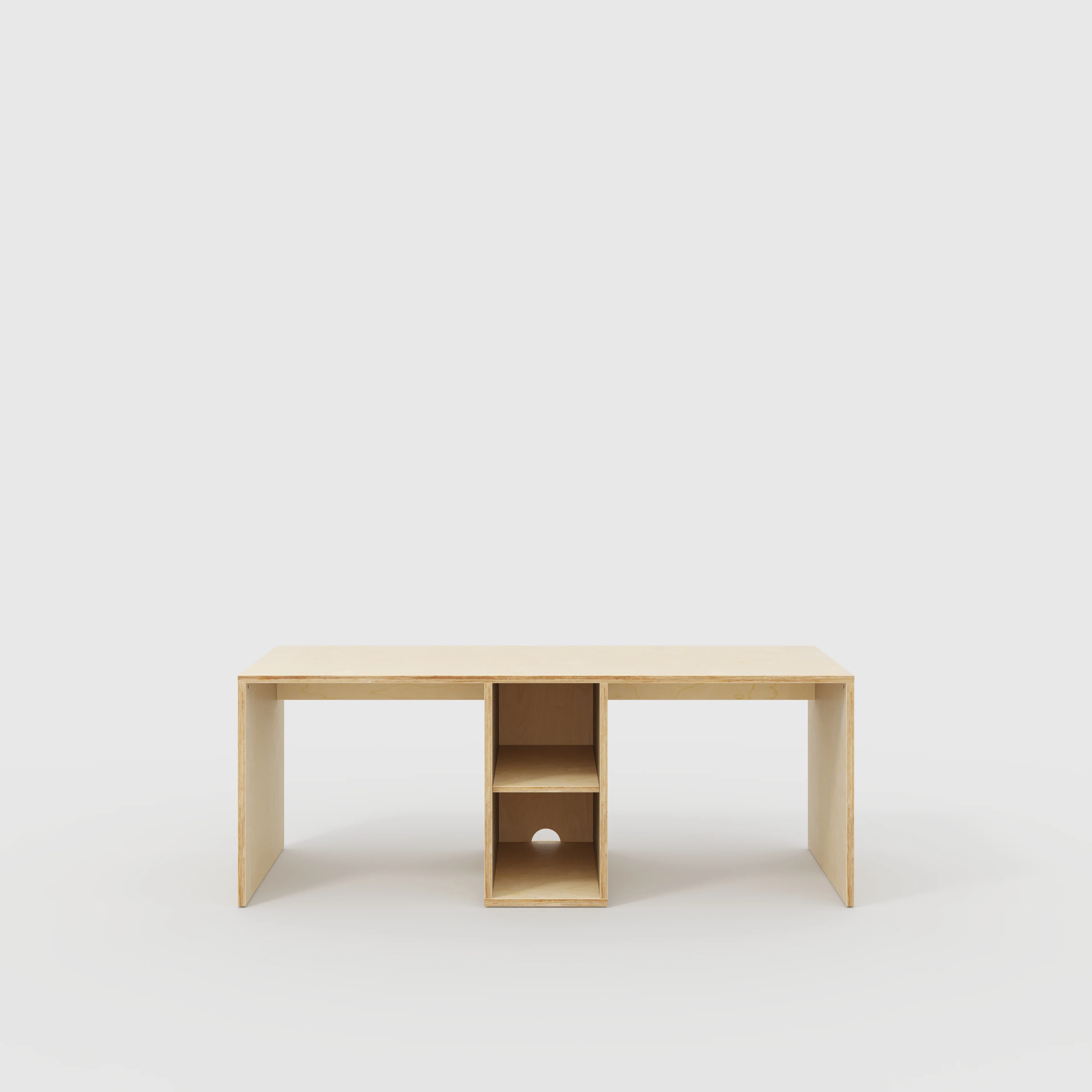 Plywood Desk with Storage Type 3 - Shelf - Plywood Birch - 2000(w) x 800(d) x 750(h)