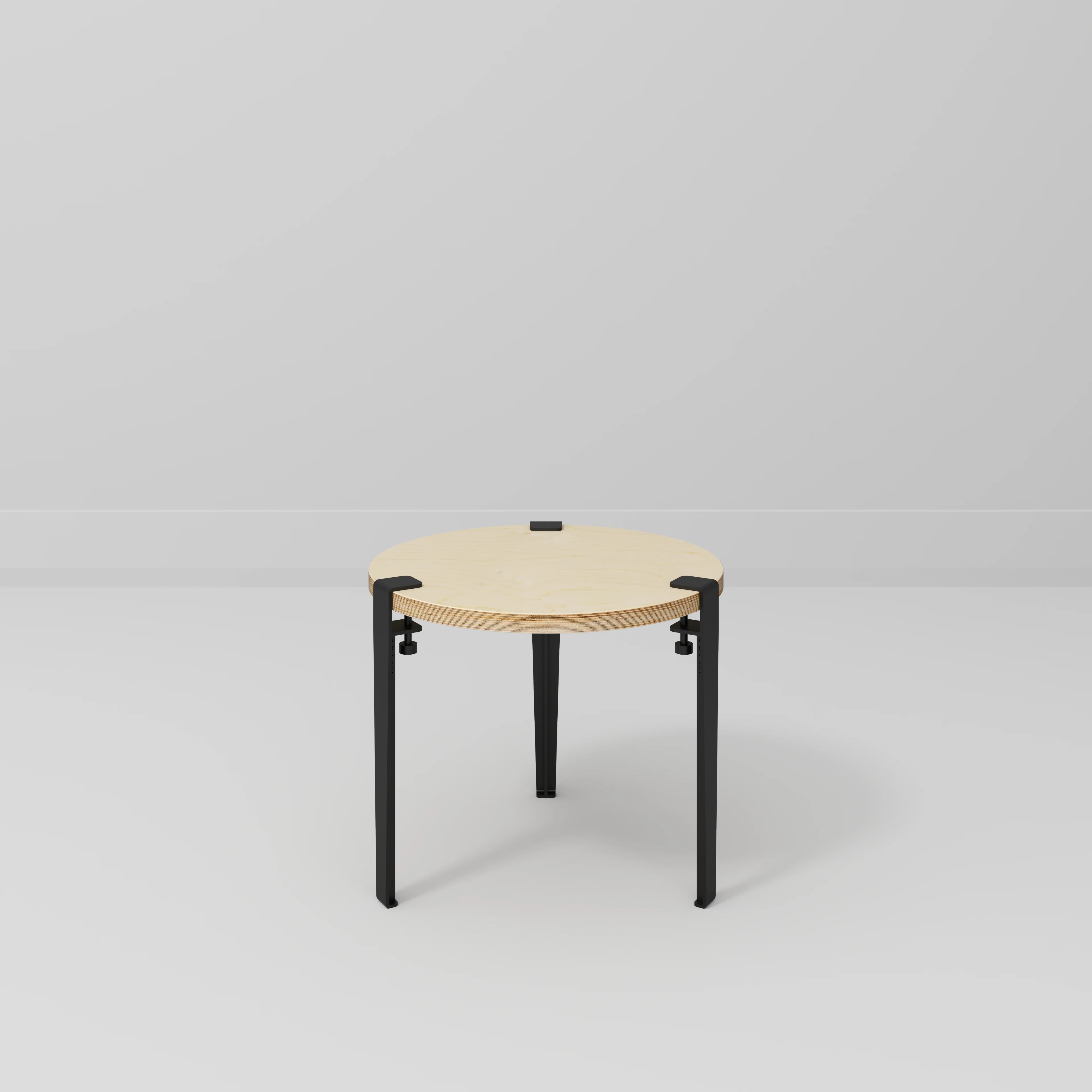 Plywood Round Side Table with Black Tiptoe Legs - Plywood Birch - 500(dia) x 430(h) - Image 2