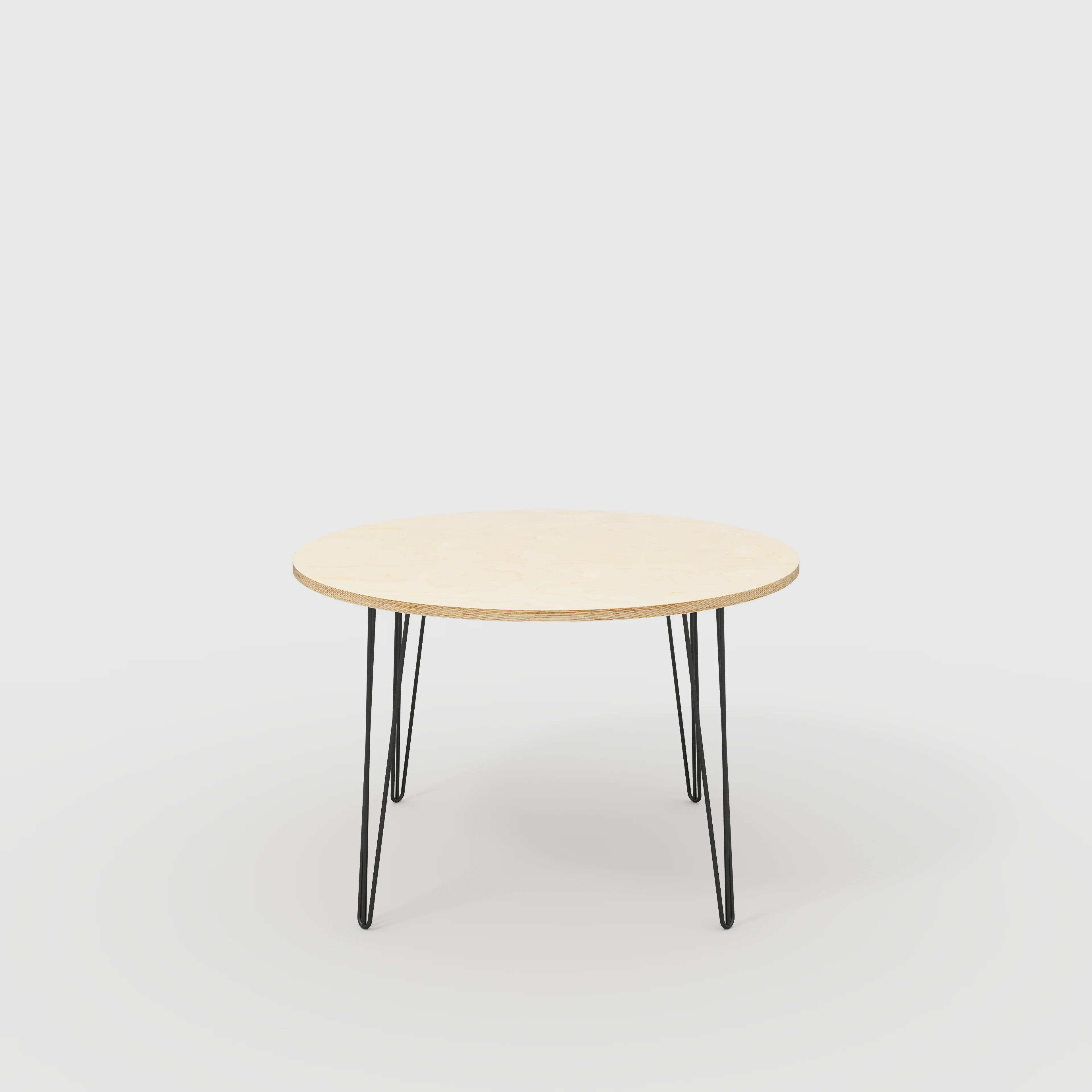 Plywood Round Table with Black Hairpin Legs - Plywood Birch - 1200(dia) x 735(h)