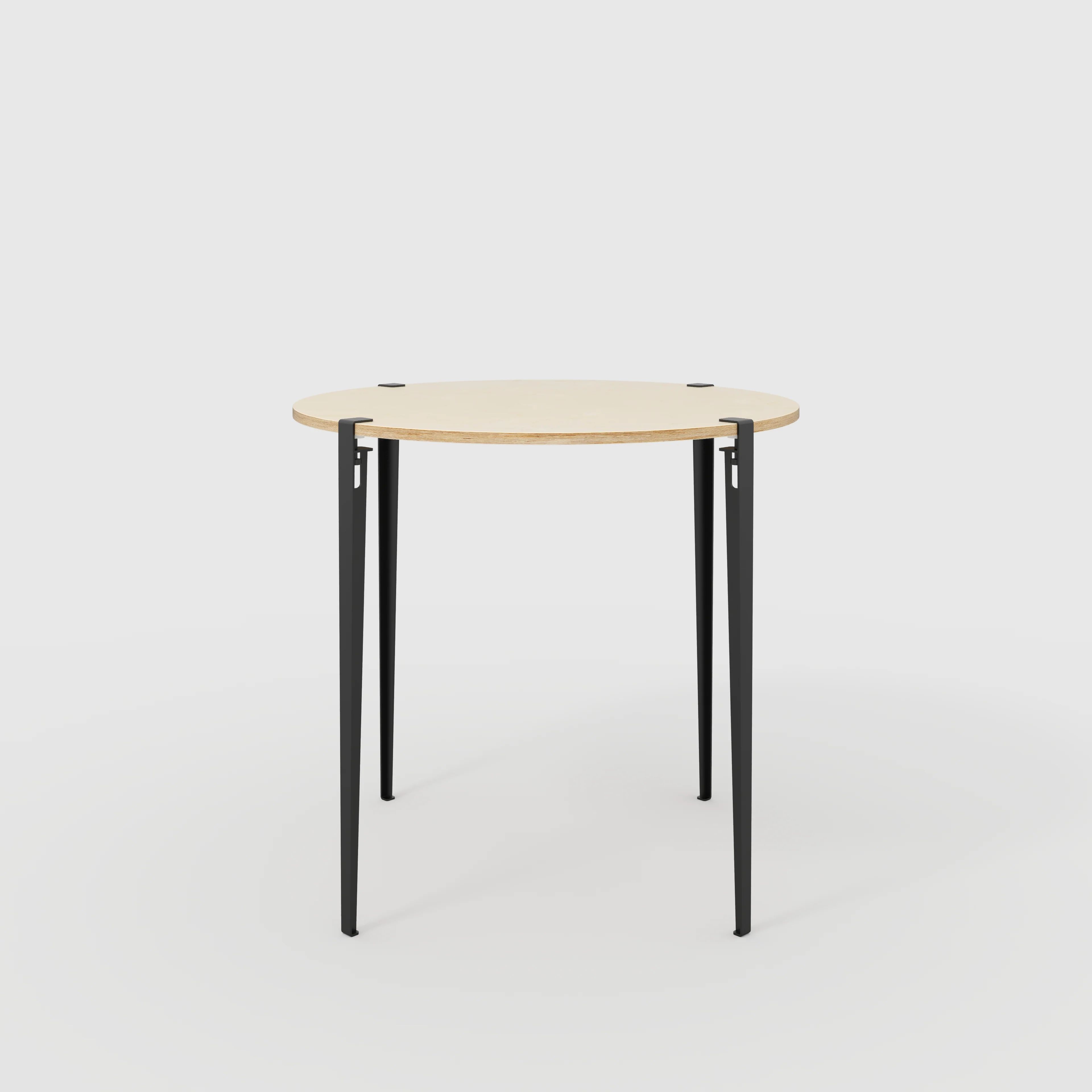 Plywood Round Table with Black Tiptoe Legs - Plywood Birch - 1200(dia) x 1100(h)