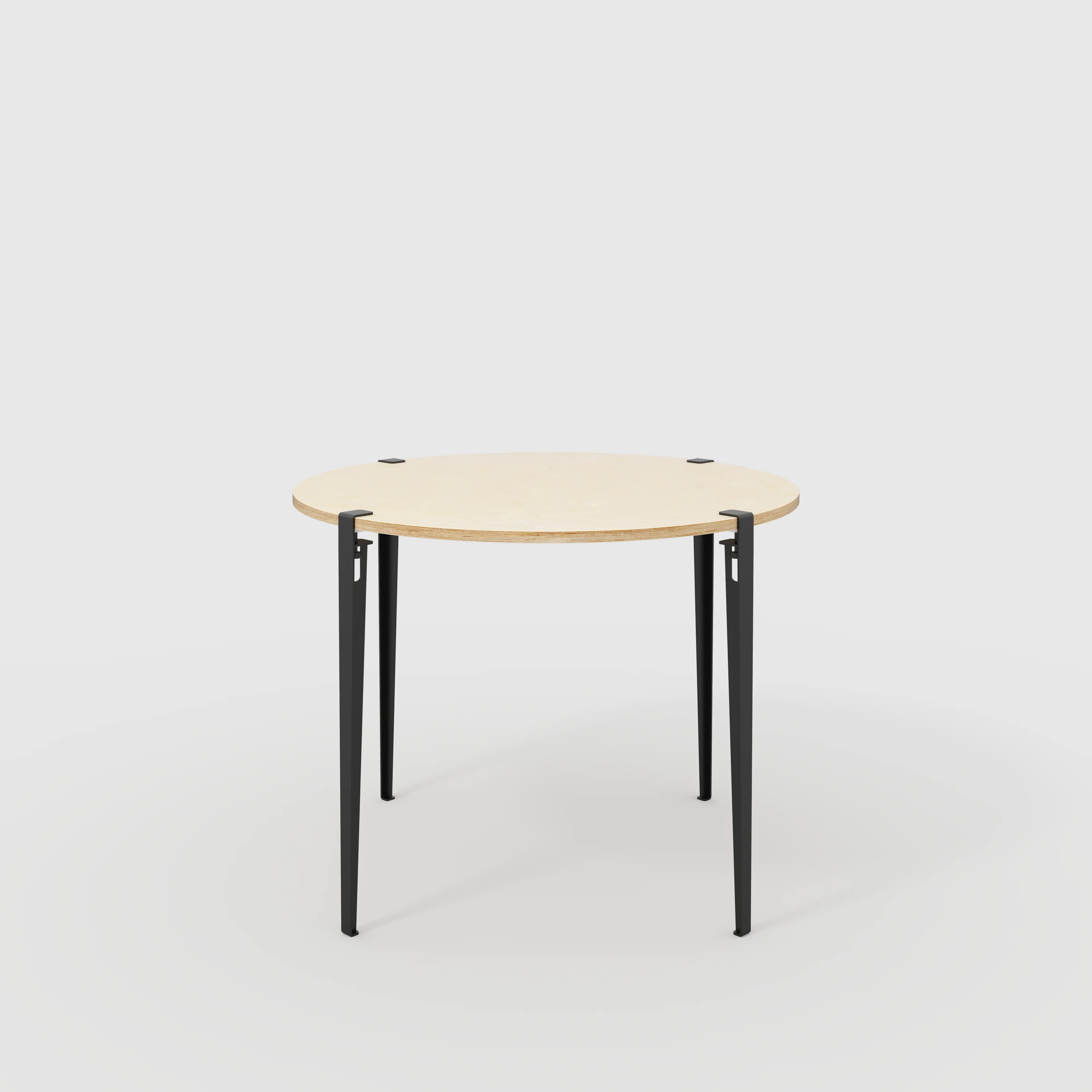 Plywood Round Table with Black Tiptoe Legs - Plywood Birch - 1200(dia) x 900(h)