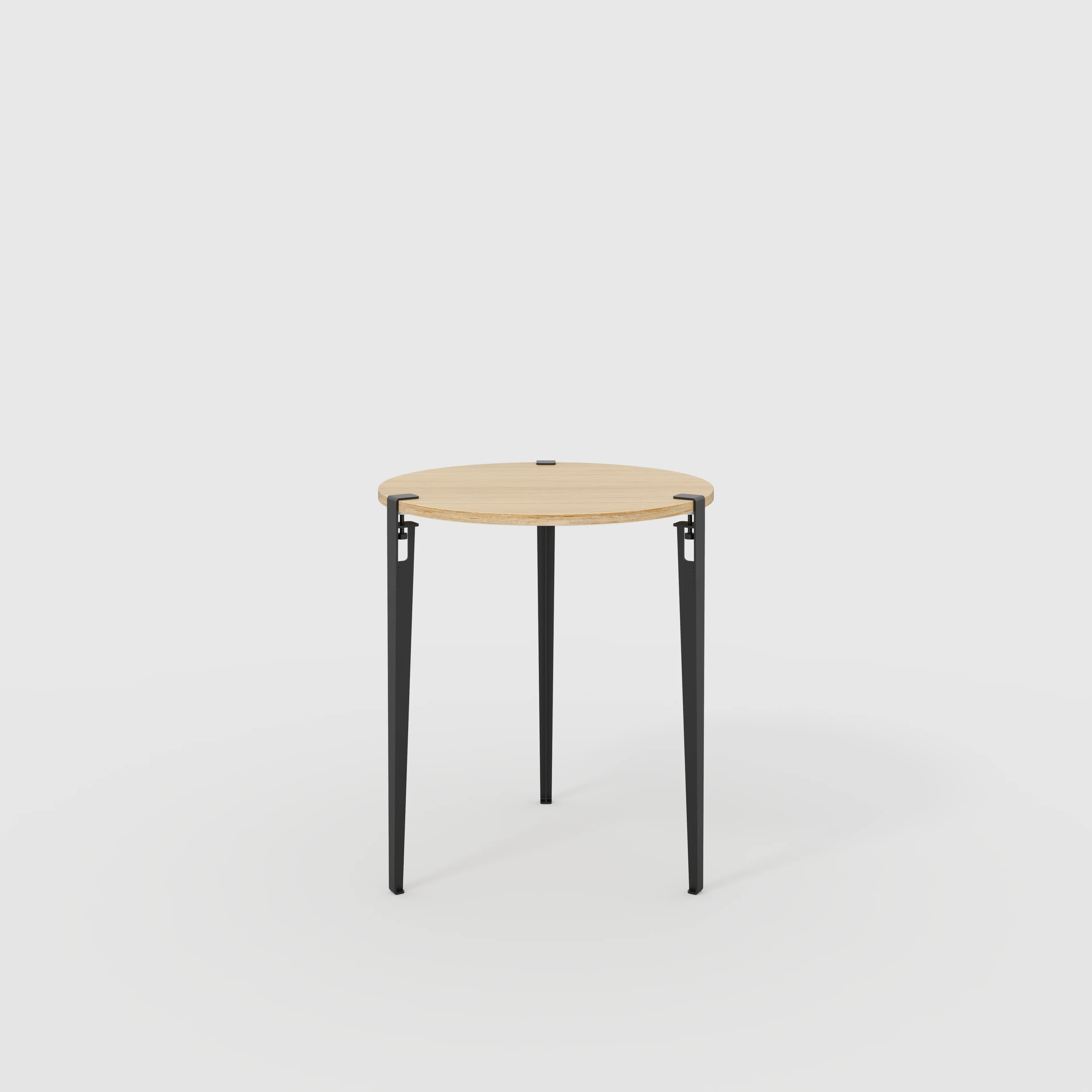 Plywood Round Table with Black Tiptoe Legs - Plywood Oak - 800(dia) x 900(h)