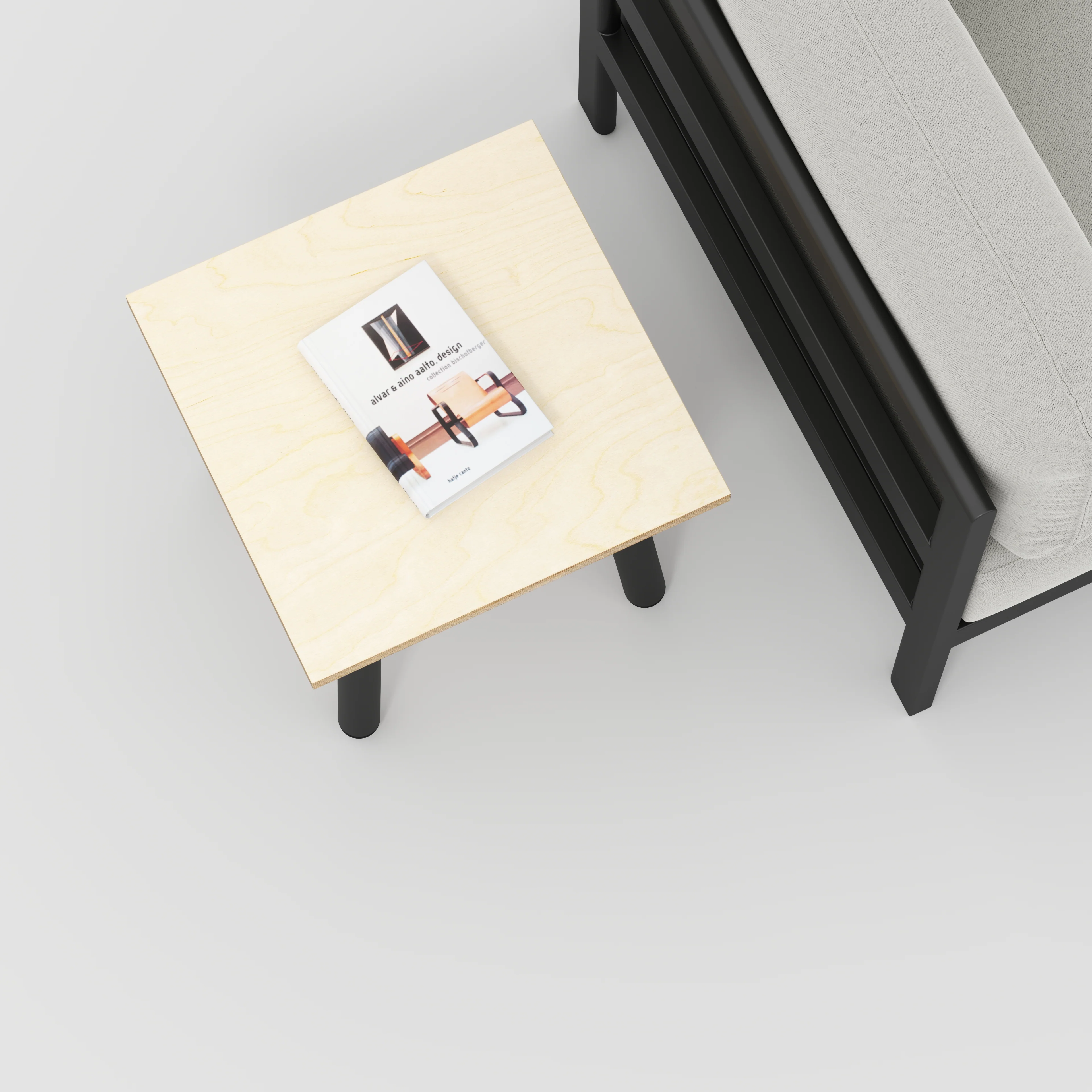Plywood Side Table with Round Single Pin Legs - Plywood Birch - 500(w) x 500(d) x 425(h) - Image 3