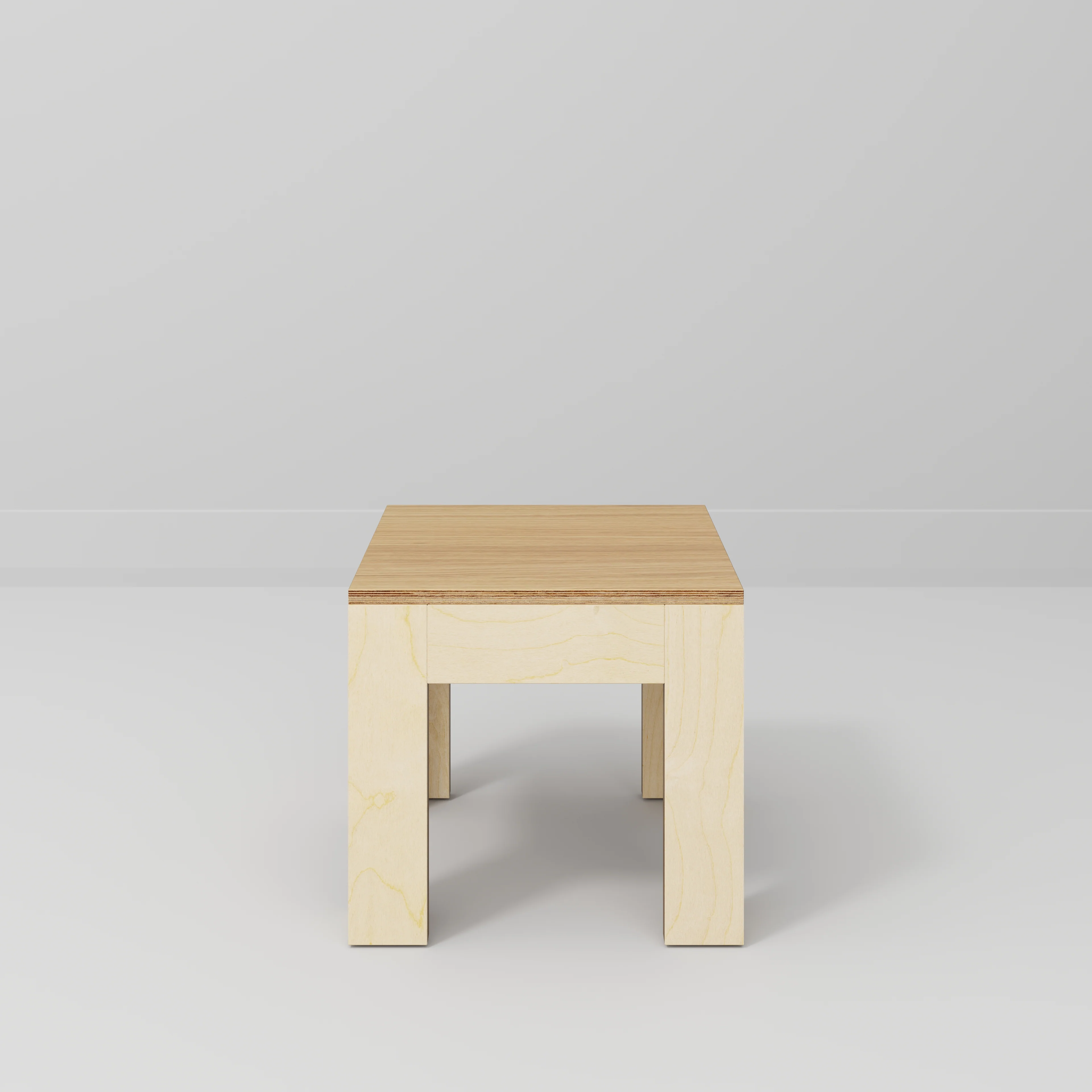 Plywood Side Table with Solid Frame - Plywood Oak - 500(w) x 500(d) x 450(h) - Image 2