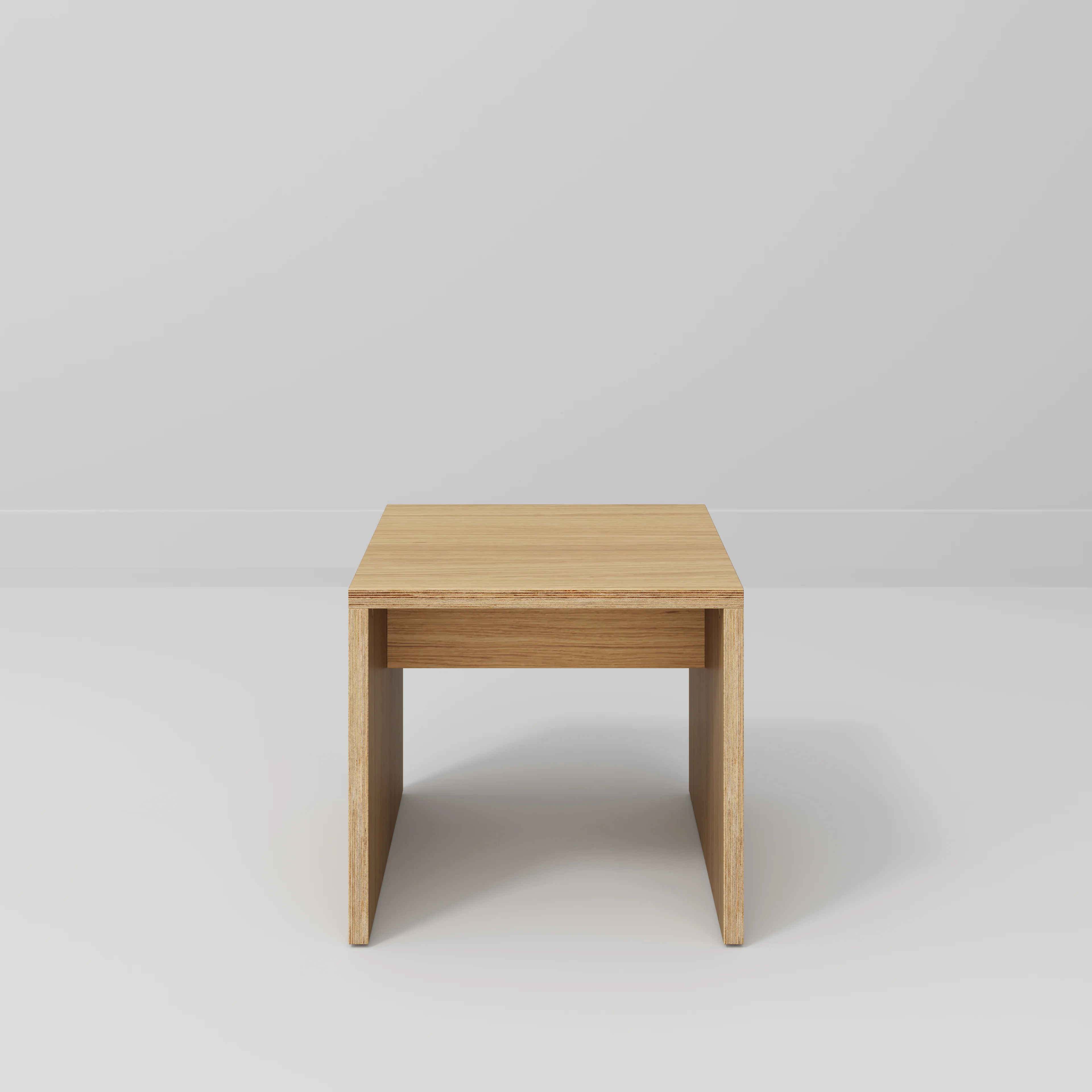 Plywood Side Table with Solid Sides - Plywood Oak - 500(w) x 500(d) x 450(h) - Image 2