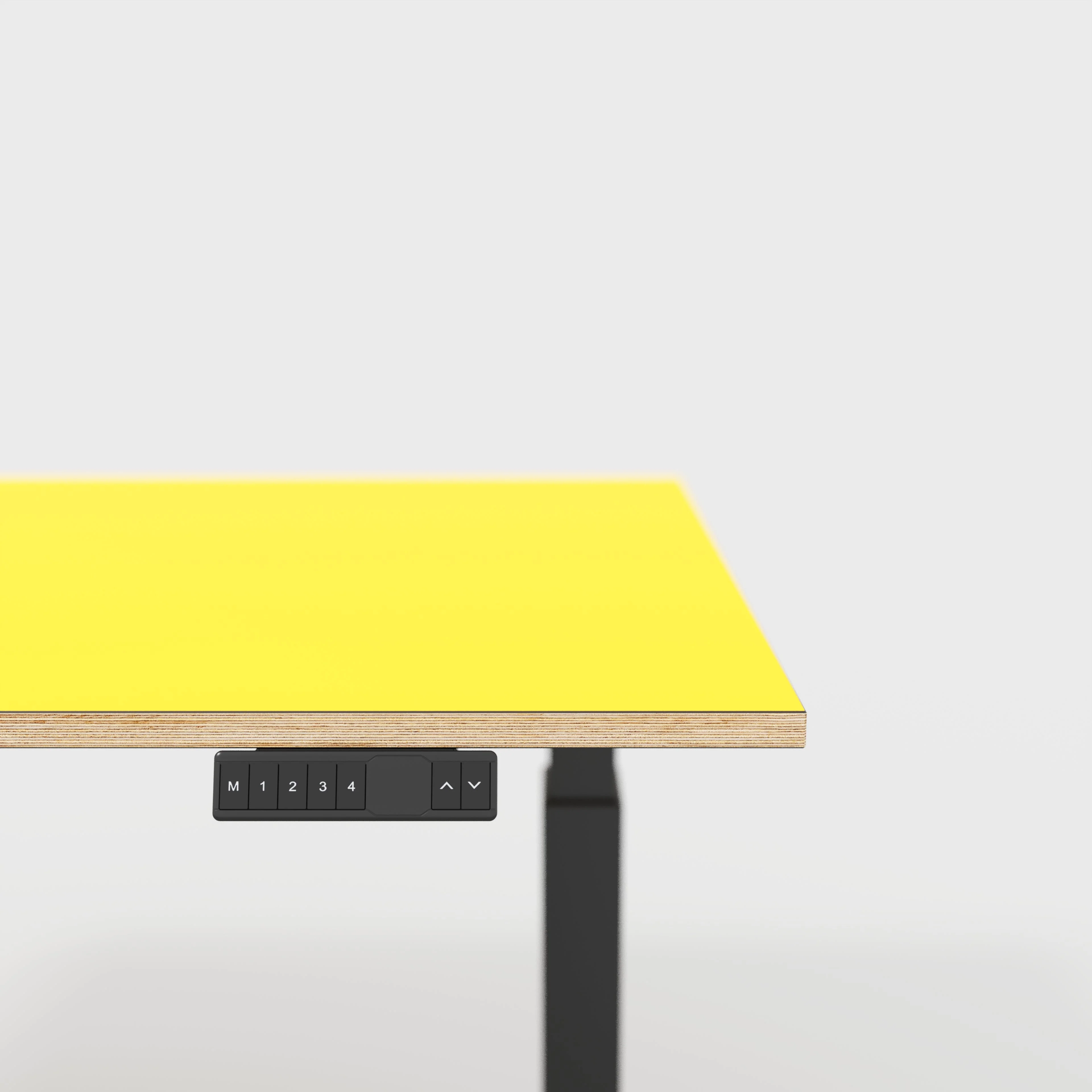 Plywood Sit Stand Desk with Black Frame - Formica Chrome Yellow - 1200(w) x 800(d) - Image 4