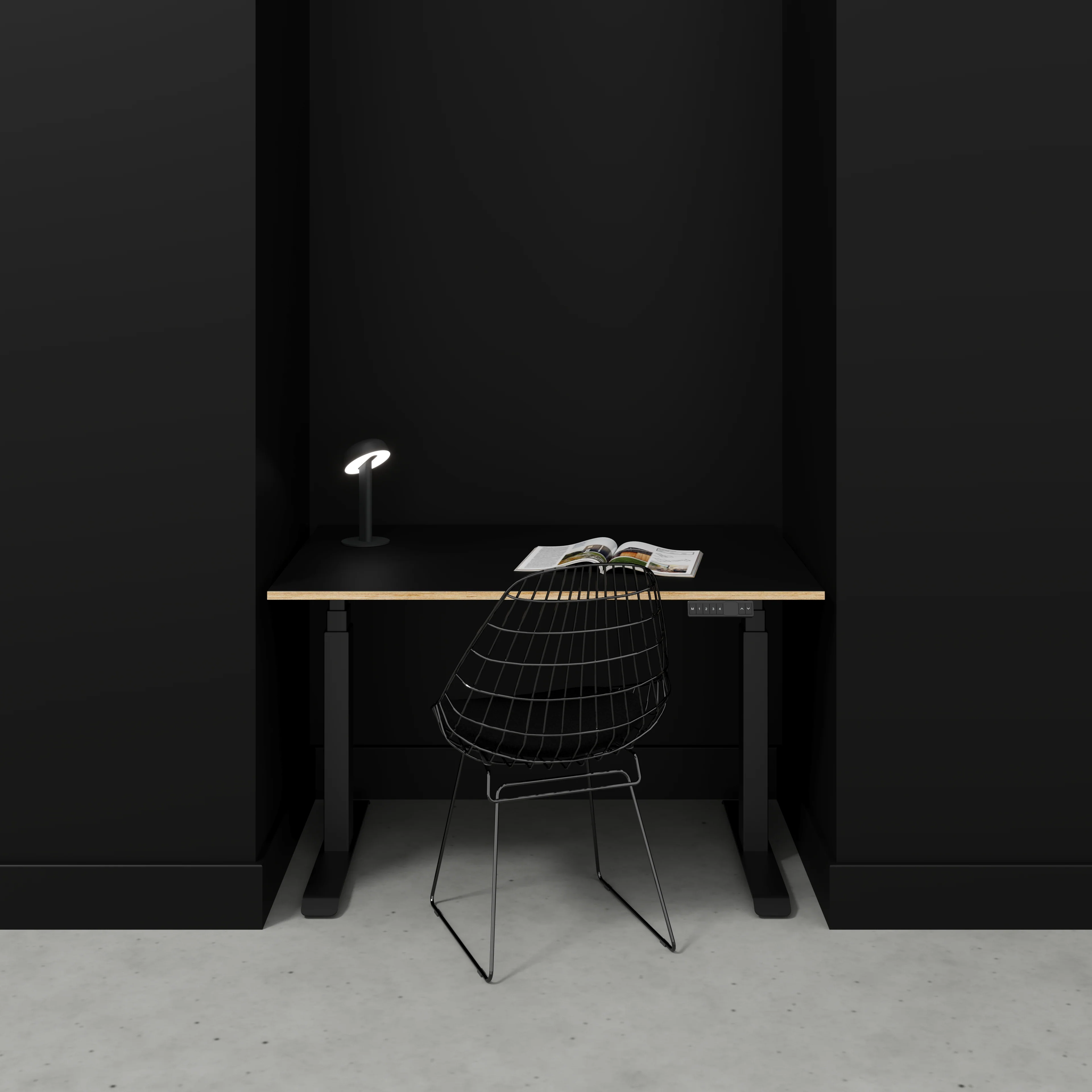 Plywood Sit Stand Desk with Black Frame - Formica Diamond Black - 1200(w) x 800(d) - Image 2