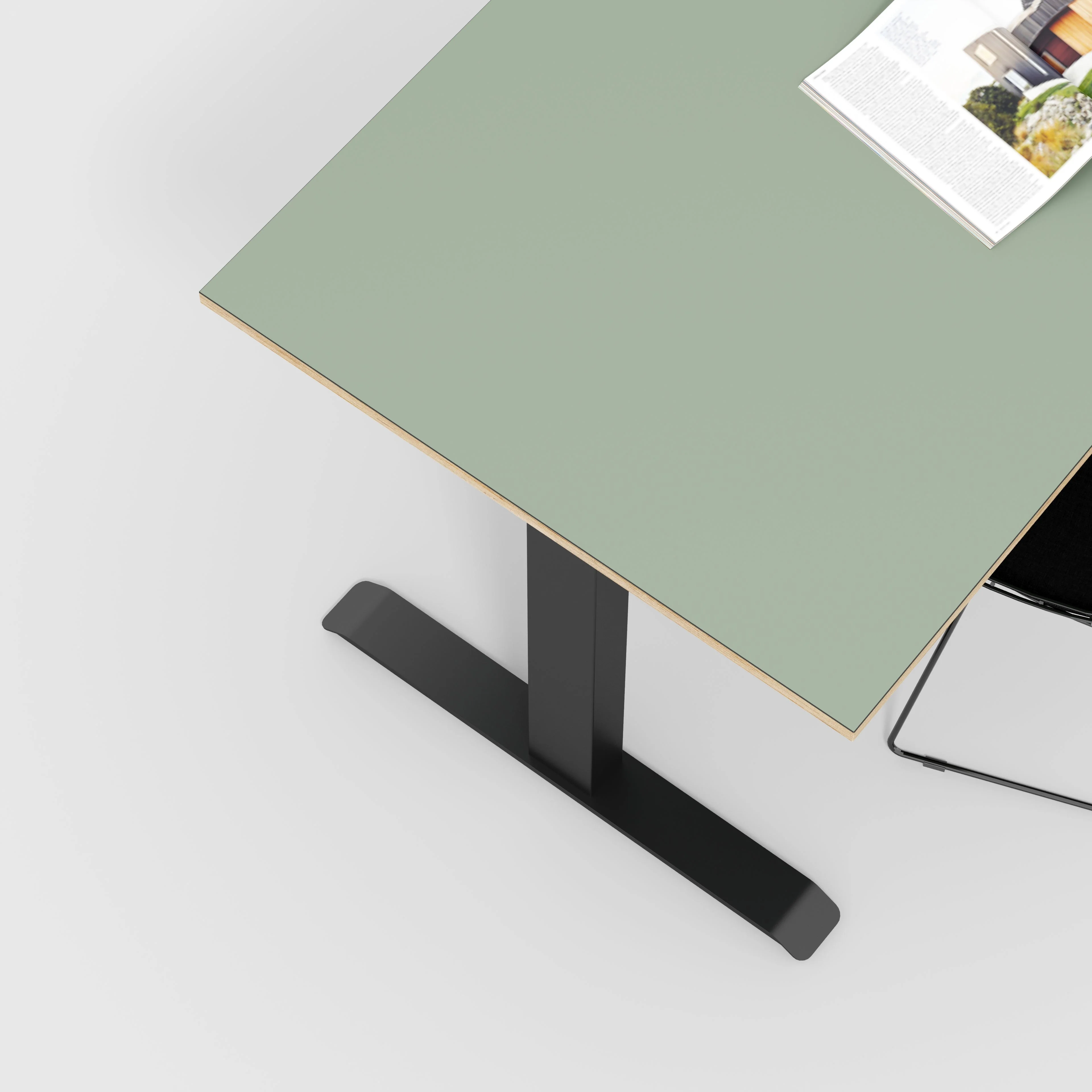 Plywood Sit Stand Desk with Black Frame - Formica Green Slate - 1200(w) x 800(d) - Image 3