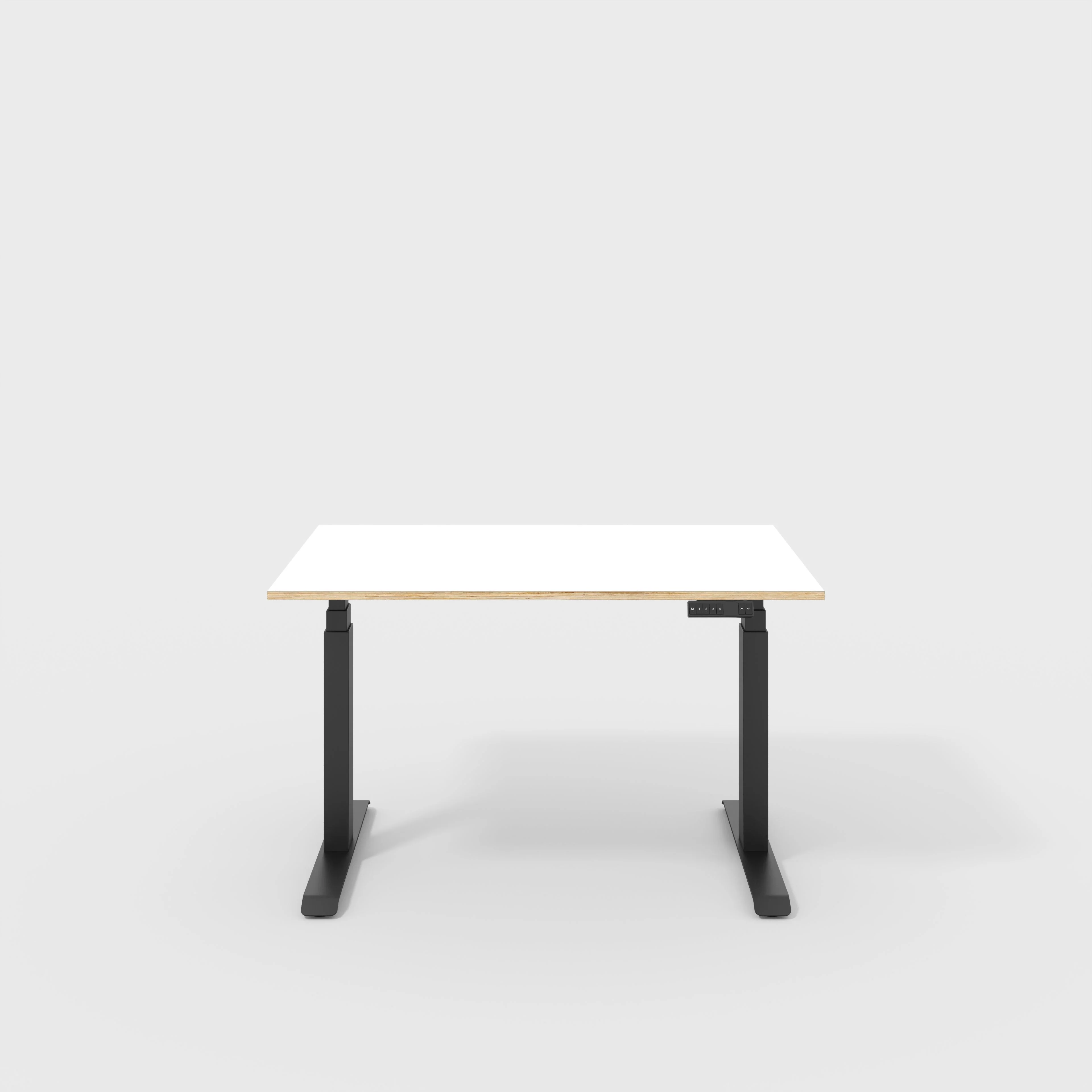 Plywood Sit Stand Desk with Black Frame - Formica White - 1200(w) x 800(d)
