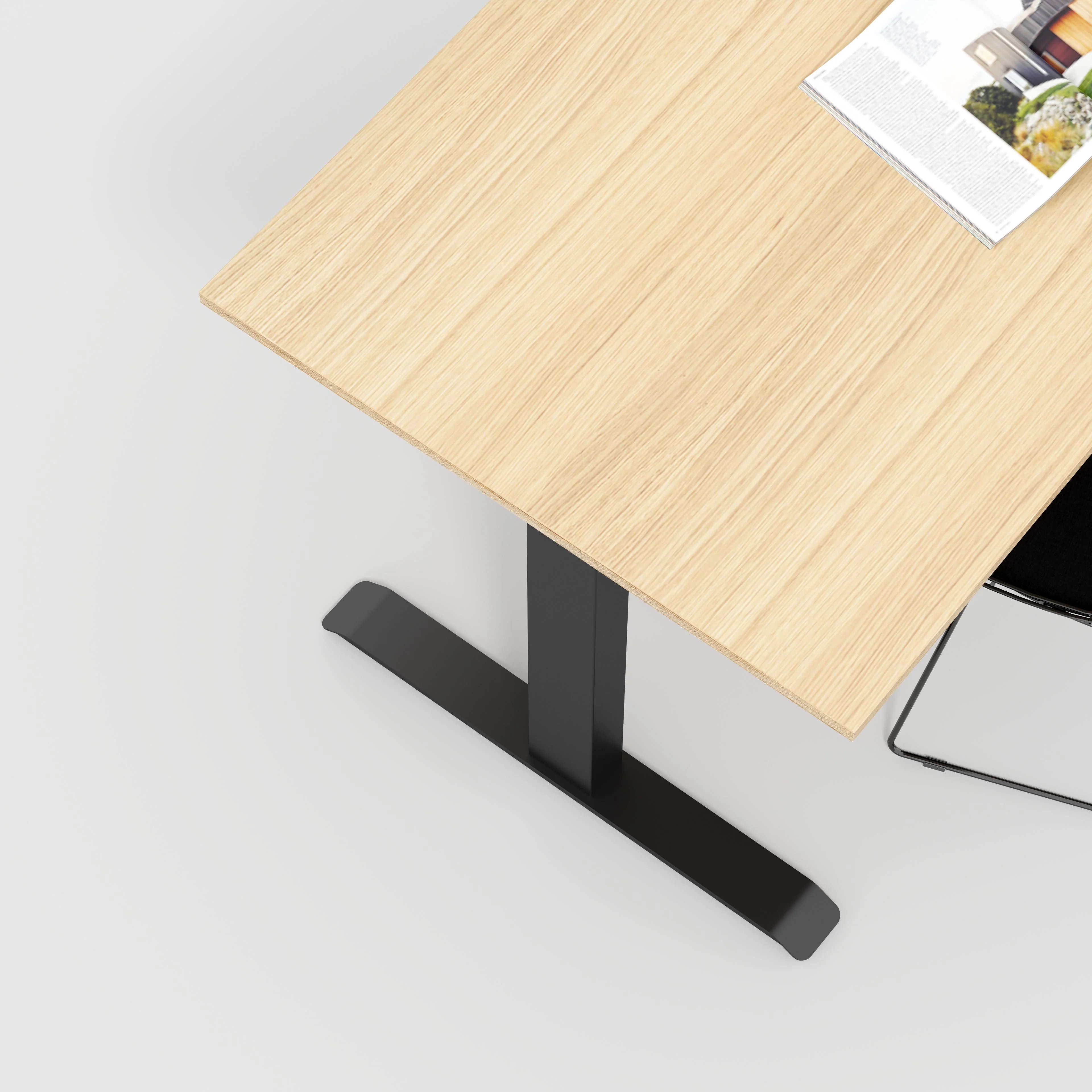 Plywood Sit Stand Desk with Black Frame - Plywood Oak - 1200(w) x 800(d) - Image 3