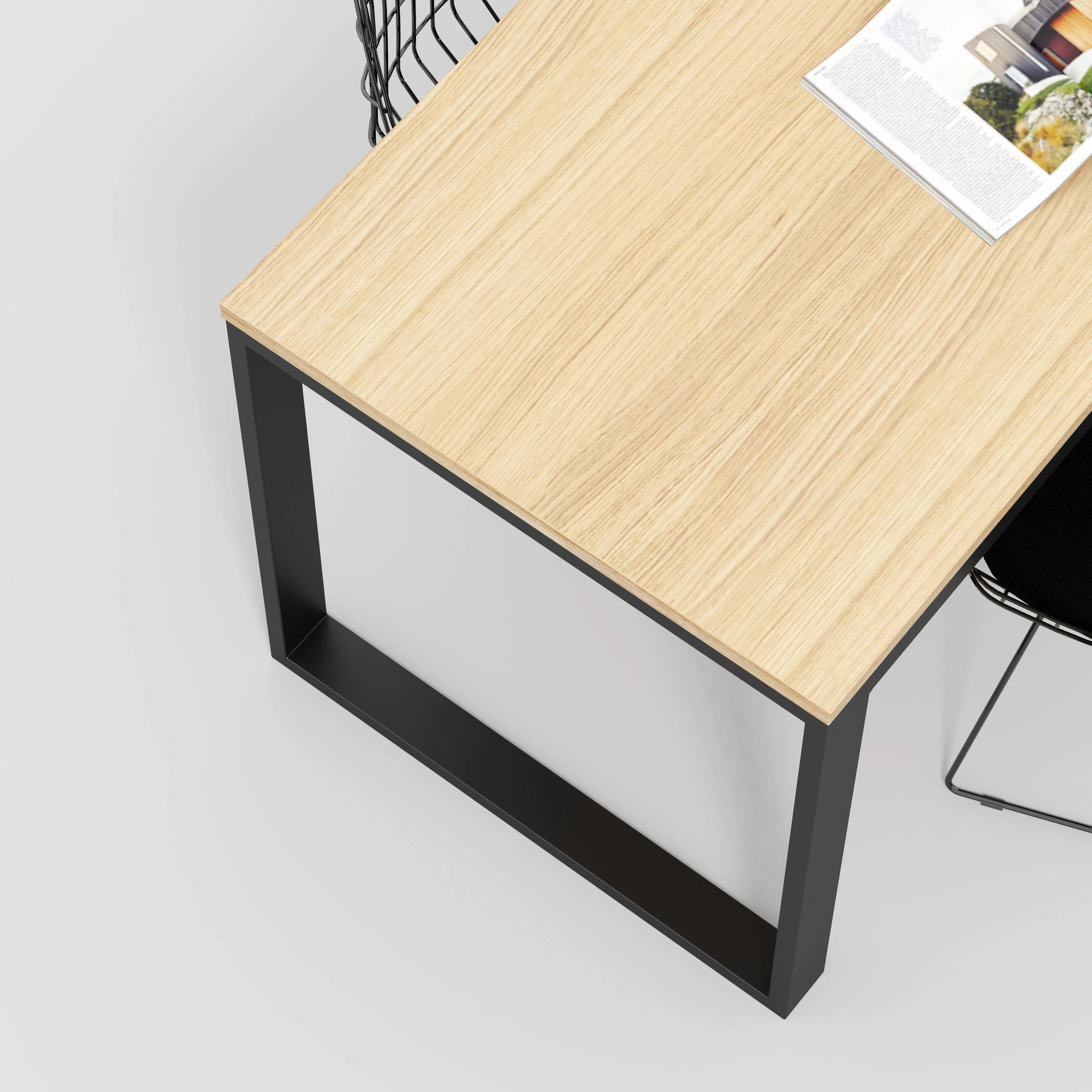 Plywood Table with Black Industrial Frame - Plywood Oak - 1800(w) x 745(d) x 735(h) - Image 3