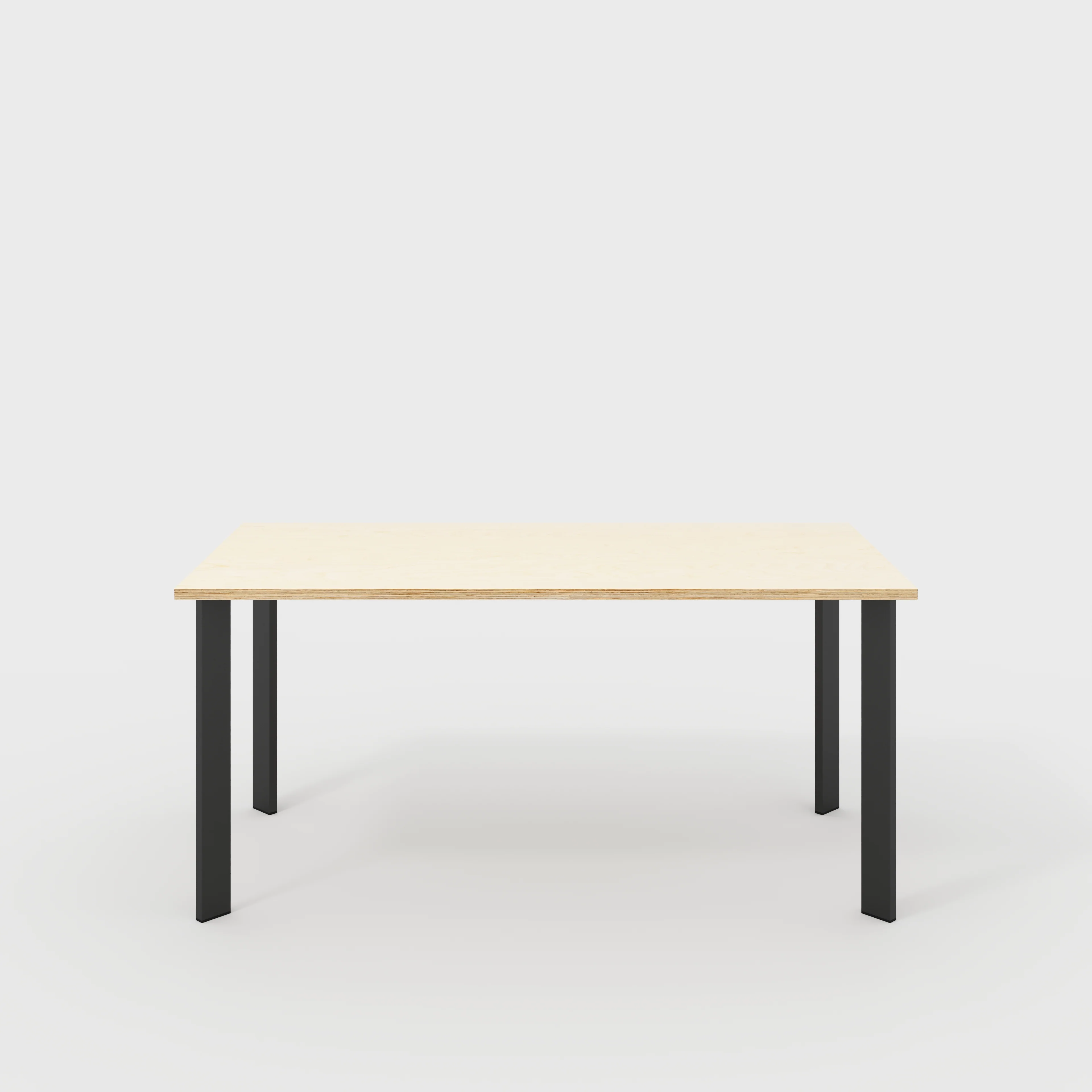 Plywood Table with Black Rectangular Single Pin Legs - Plywood Birch - 1600(w) x 800(d) x 735(h)