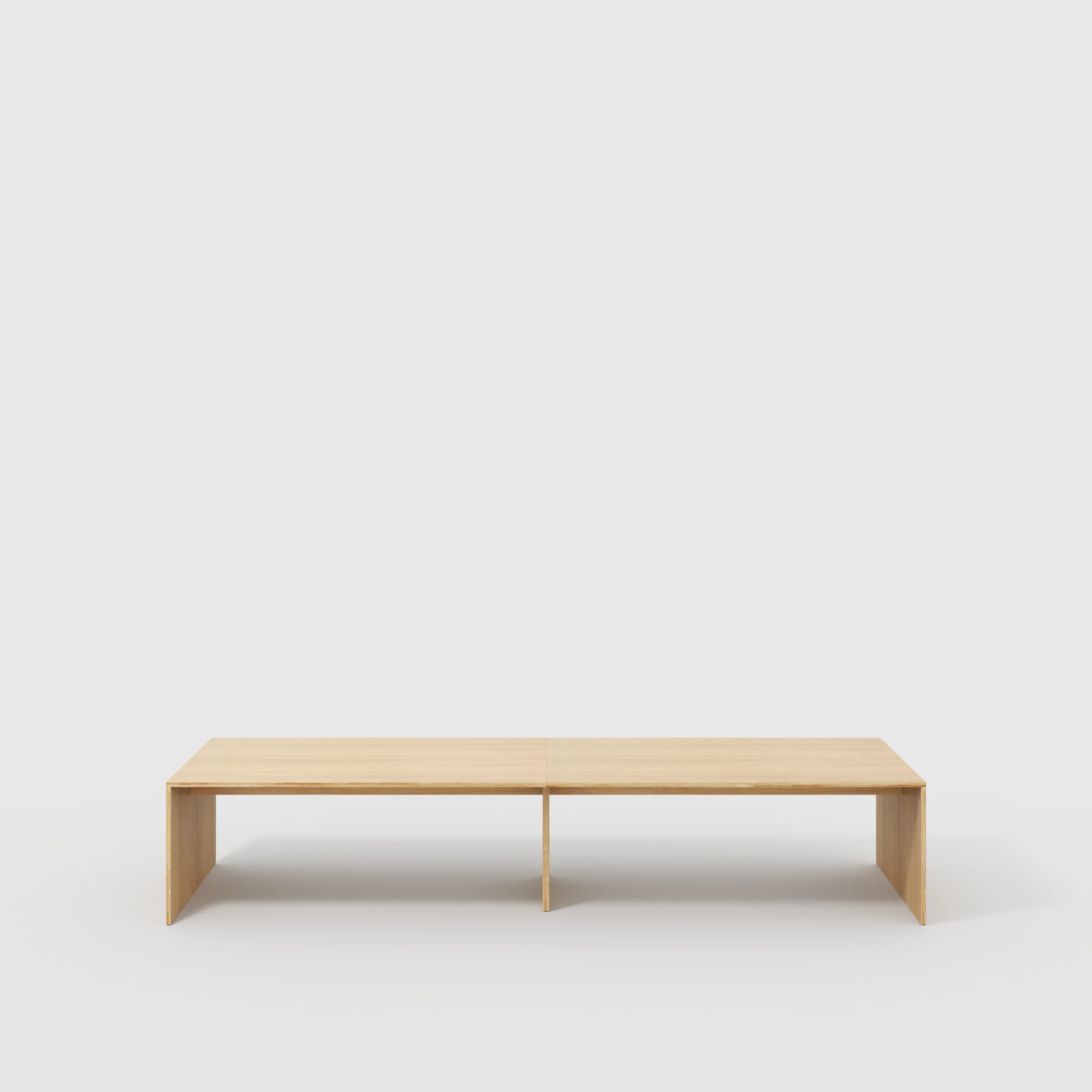 Plywood Table with Solid Sides - Plywood Oak - 4000(w) x 1000(d) x 750(h)