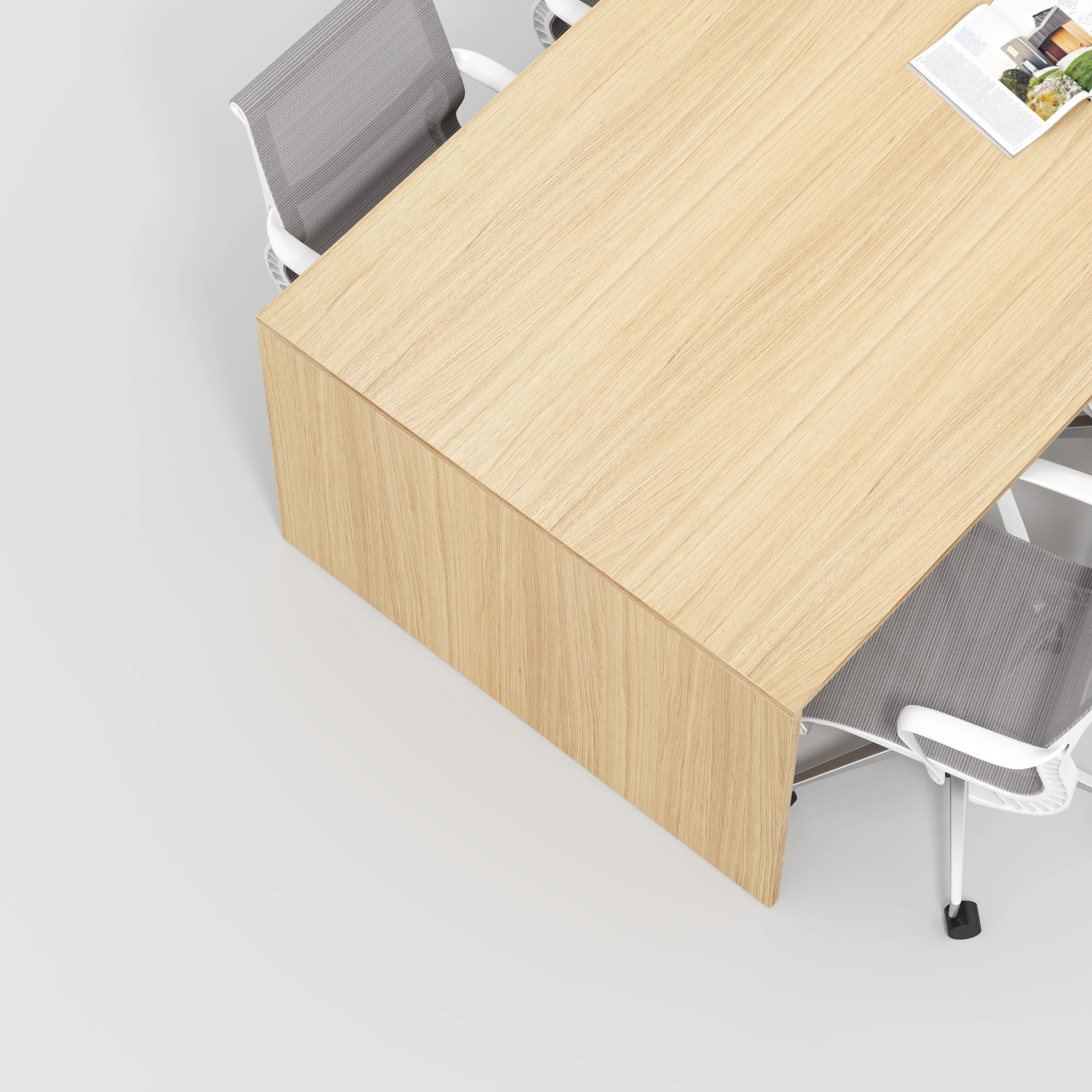 Plywood Table with Solid Sides - Plywood Oak - 5600(w) x 1000(d) x 750(h) - Image 3
