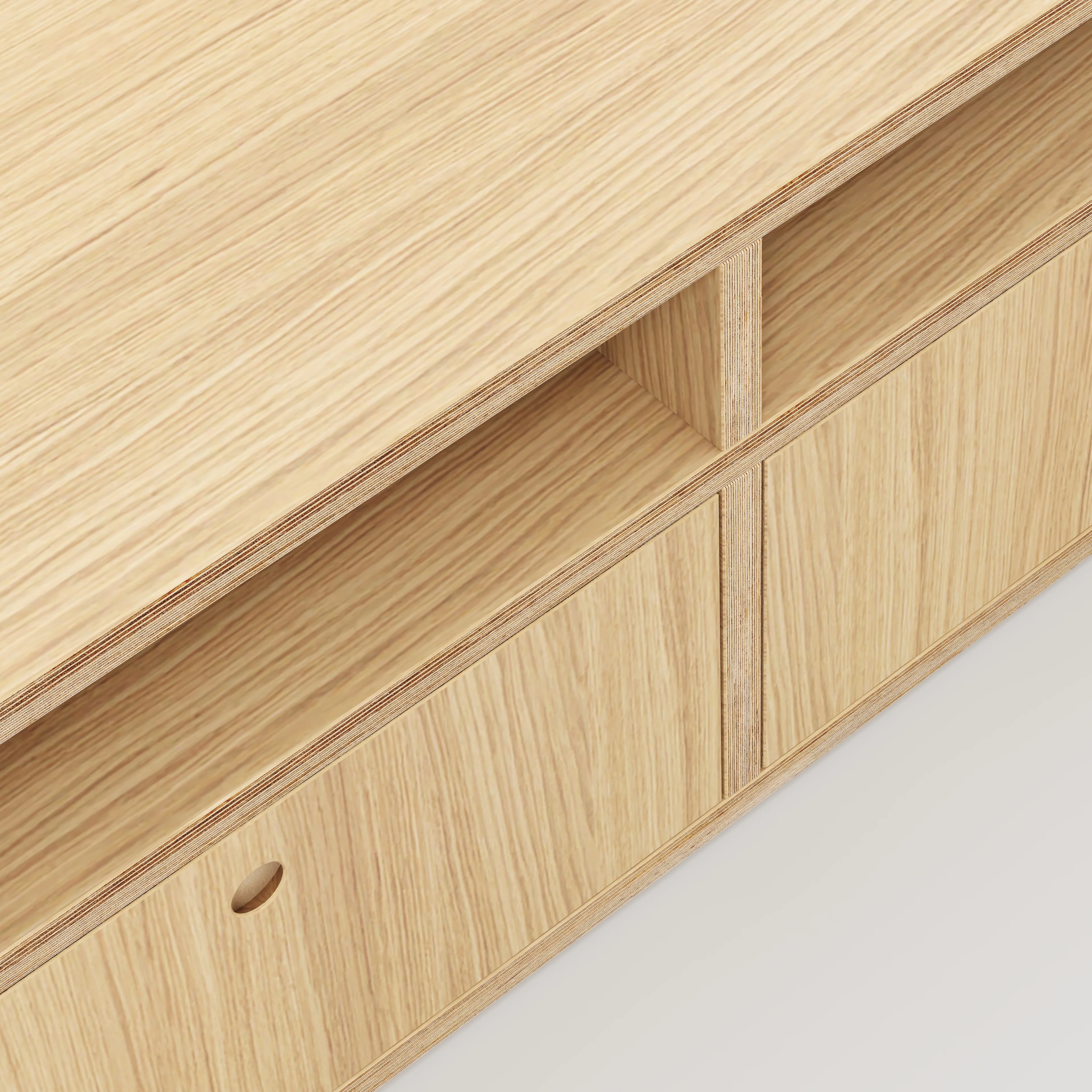 Plywood TV Entertainment Unit - Type 2 - Plywood Oak - 1200(w) x 400(d) x 450(h) - Image 3