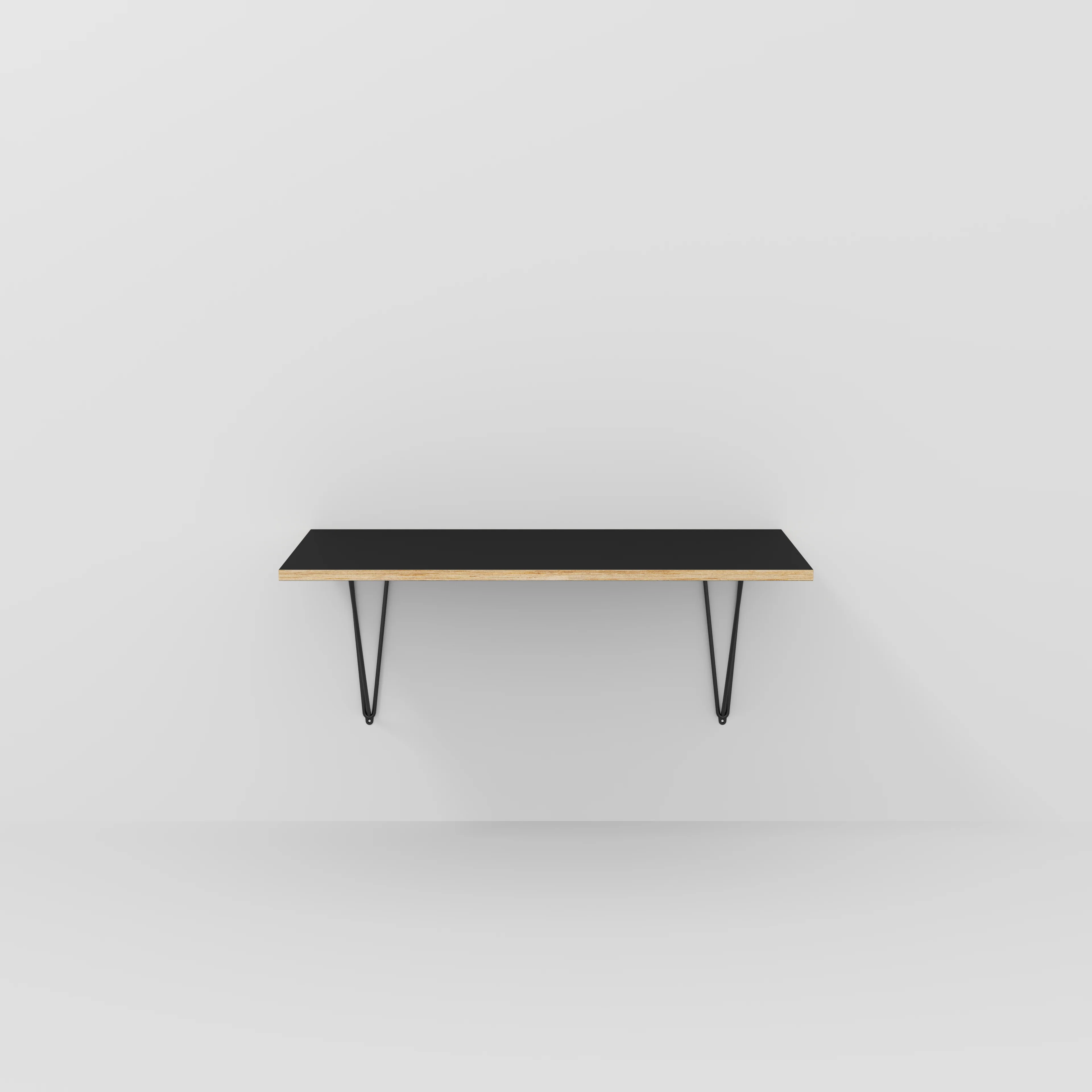 Plywood Wall Desk with Black Prism Brackets - Formica Diamond Black - 1200(w) x 600(d)