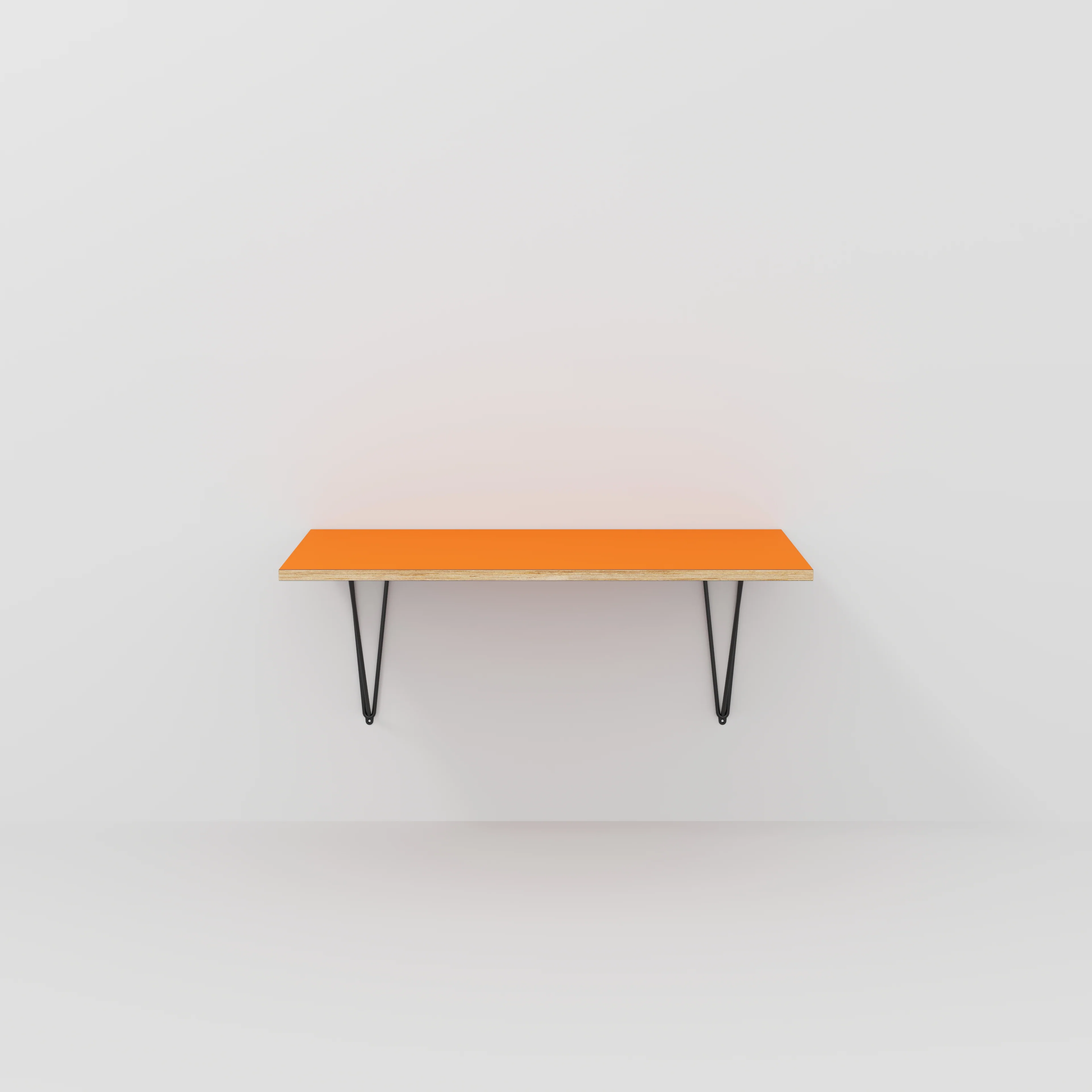 Plywood Wall Desk with Black Prism Brackets - Formica Levante Orange - 1200(w) x 600(d)