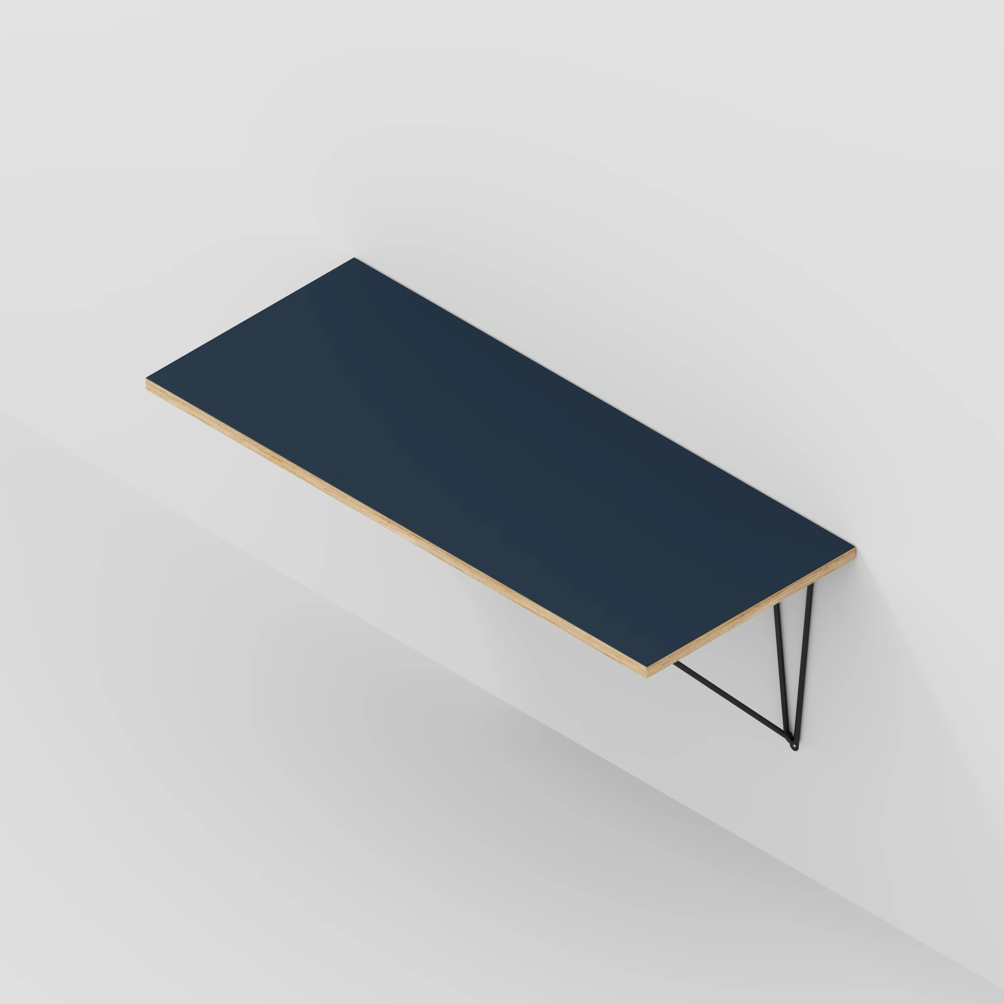 Plywood Wall Desk with Black Prism Brackets - Formica Night Sea Blue - 1200(w) x 600(d) - Image 5