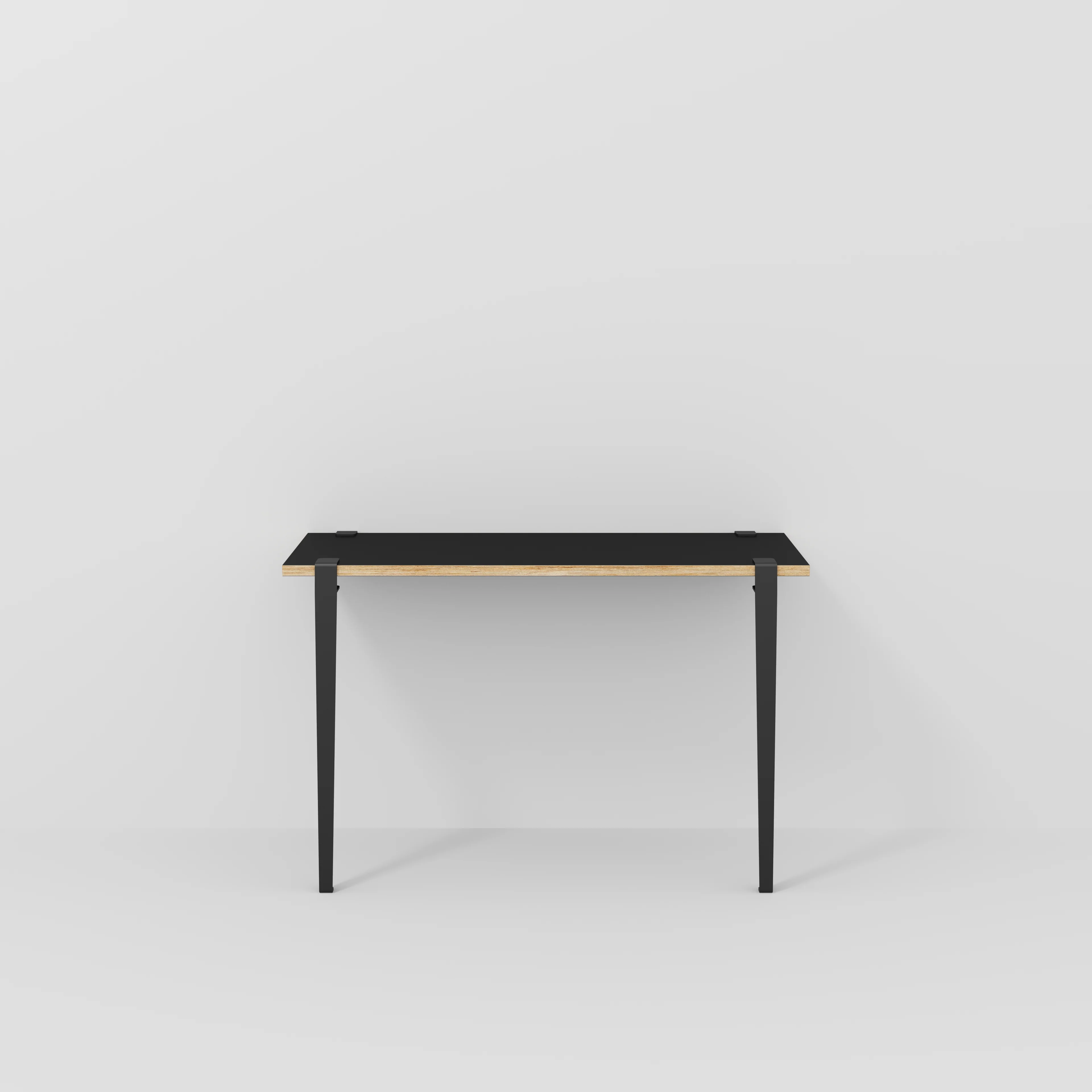 Plywood Wall Desk with Black Tiptoe Legs and Tiptoe Wall Brackets - Formica Diamond Black - 1200(w) x 400(d) x 750(h)