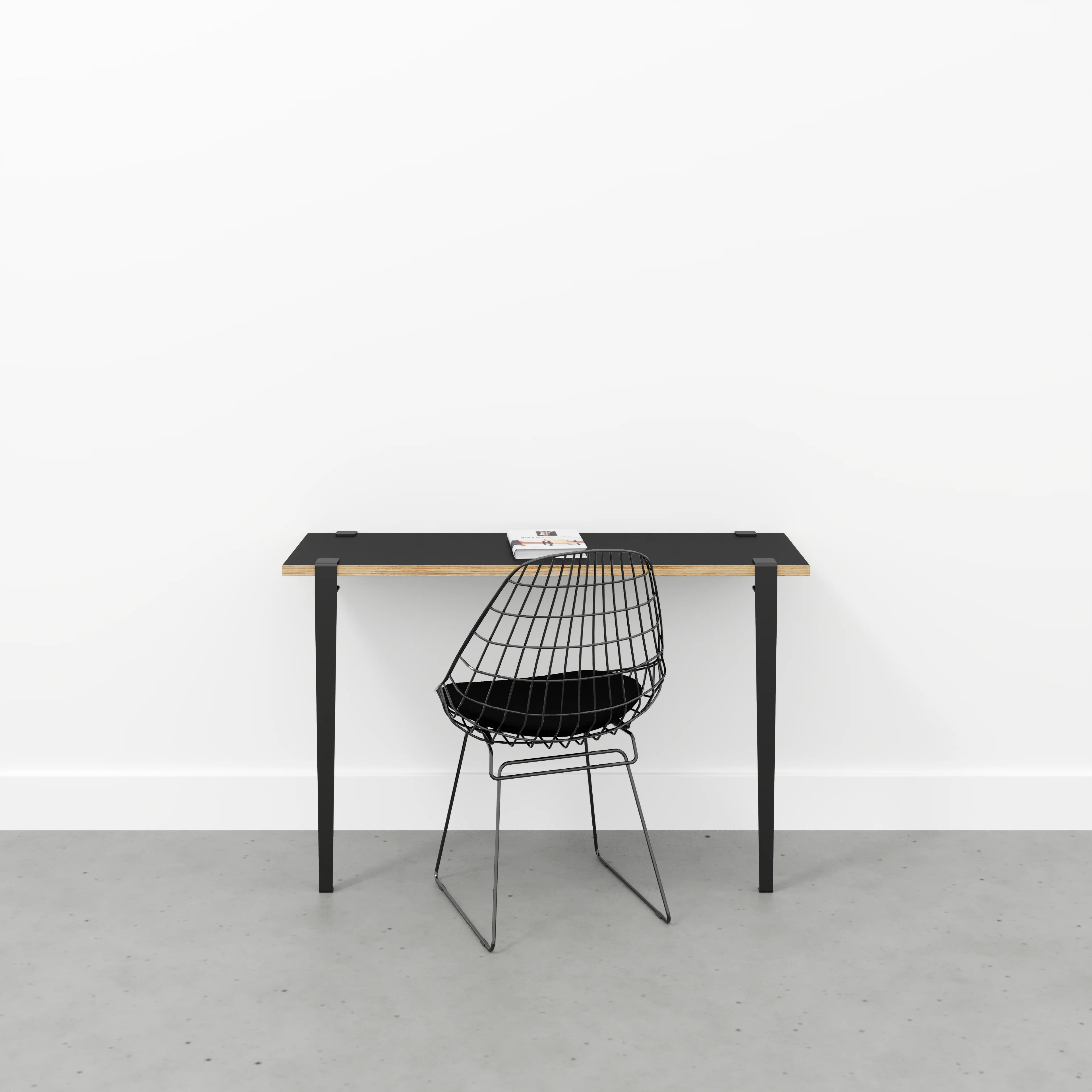 Plywood Wall Desk with Black Tiptoe Legs and Tiptoe Wall Brackets - Formica Diamond Black - 1200(w) x 400(d) x 750(h) - Image 2