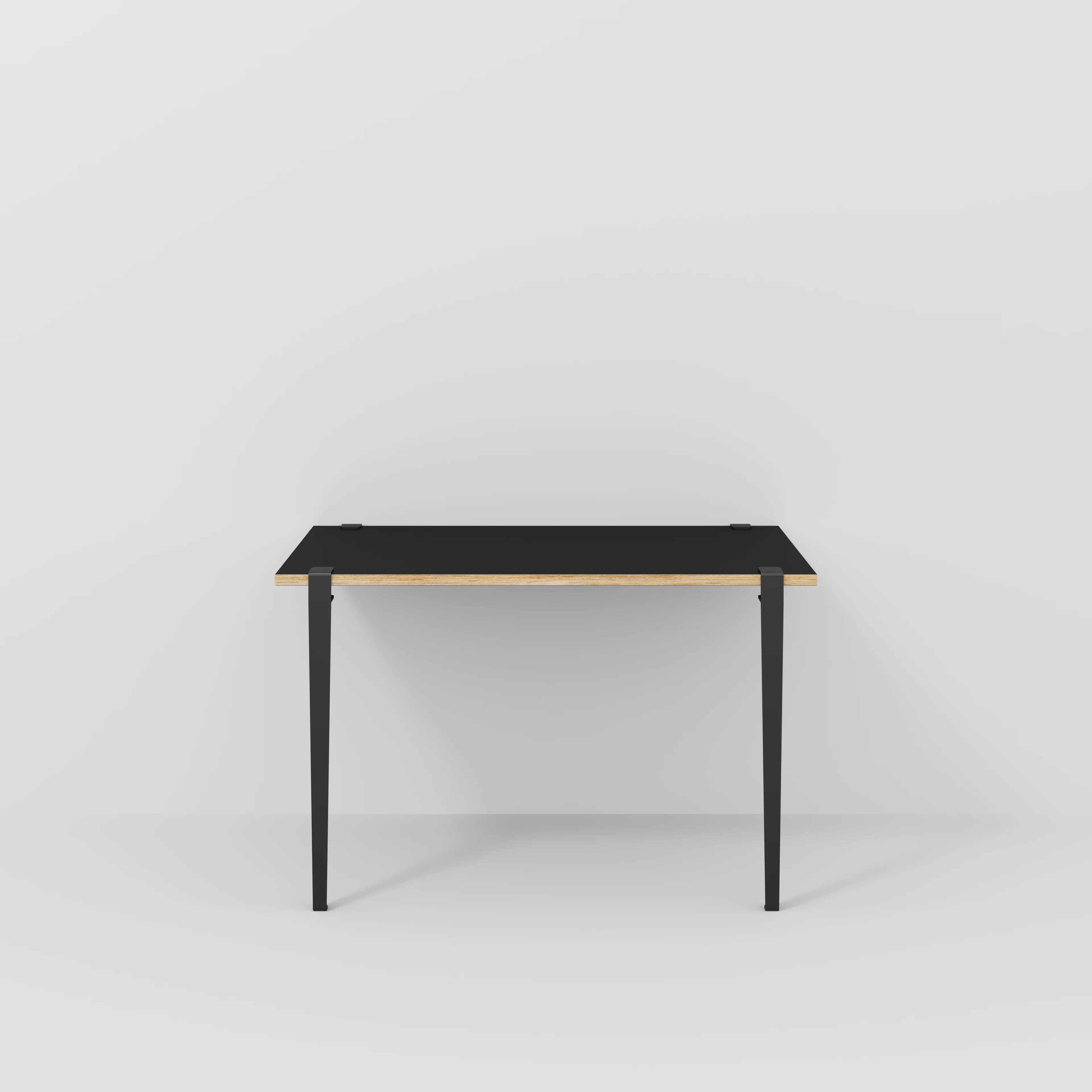 Plywood Wall Desk with Black Tiptoe Legs and Tiptoe Wall Brackets - Formica Diamond Black - 1200(w) x 600(d) x 750(h)