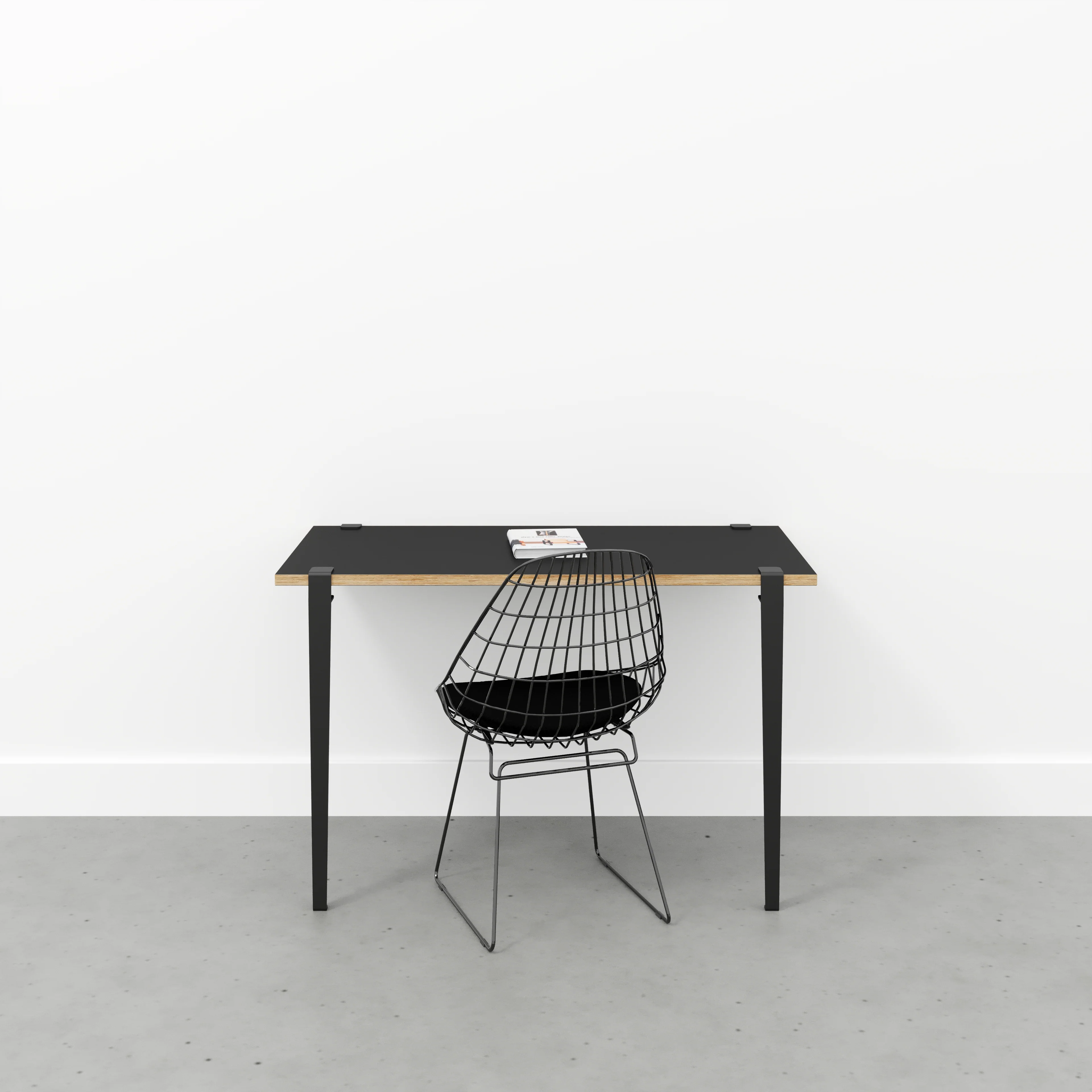 Plywood Wall Desk with Black Tiptoe Legs and Tiptoe Wall Brackets - Formica Diamond Black - 1200(w) x 600(d) x 750(h) - Image 2
