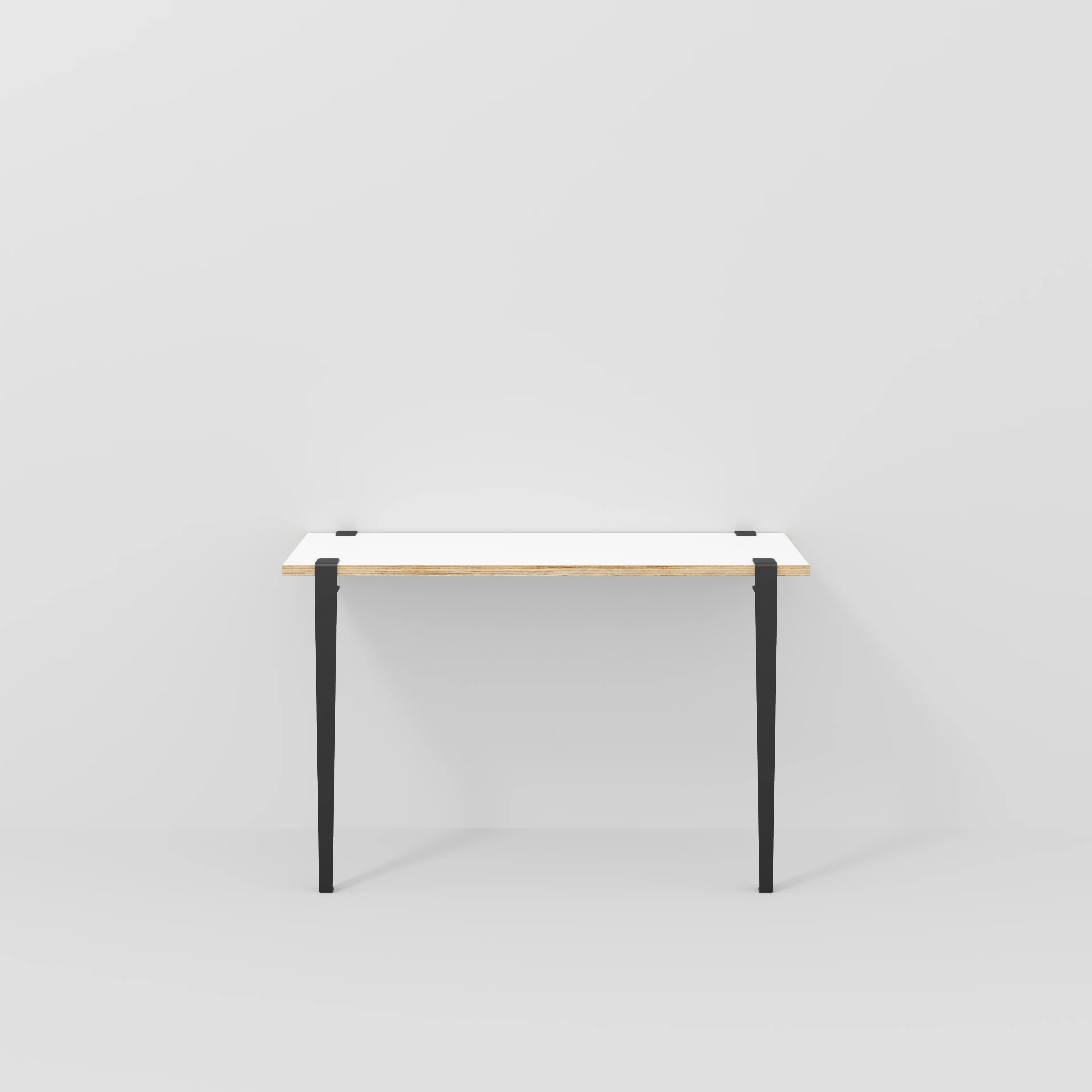 Plywood Wall Desk with Black Tiptoe Legs and Tiptoe Wall Brackets - Formica White - 1200(w) x 400(d) x 750(h)