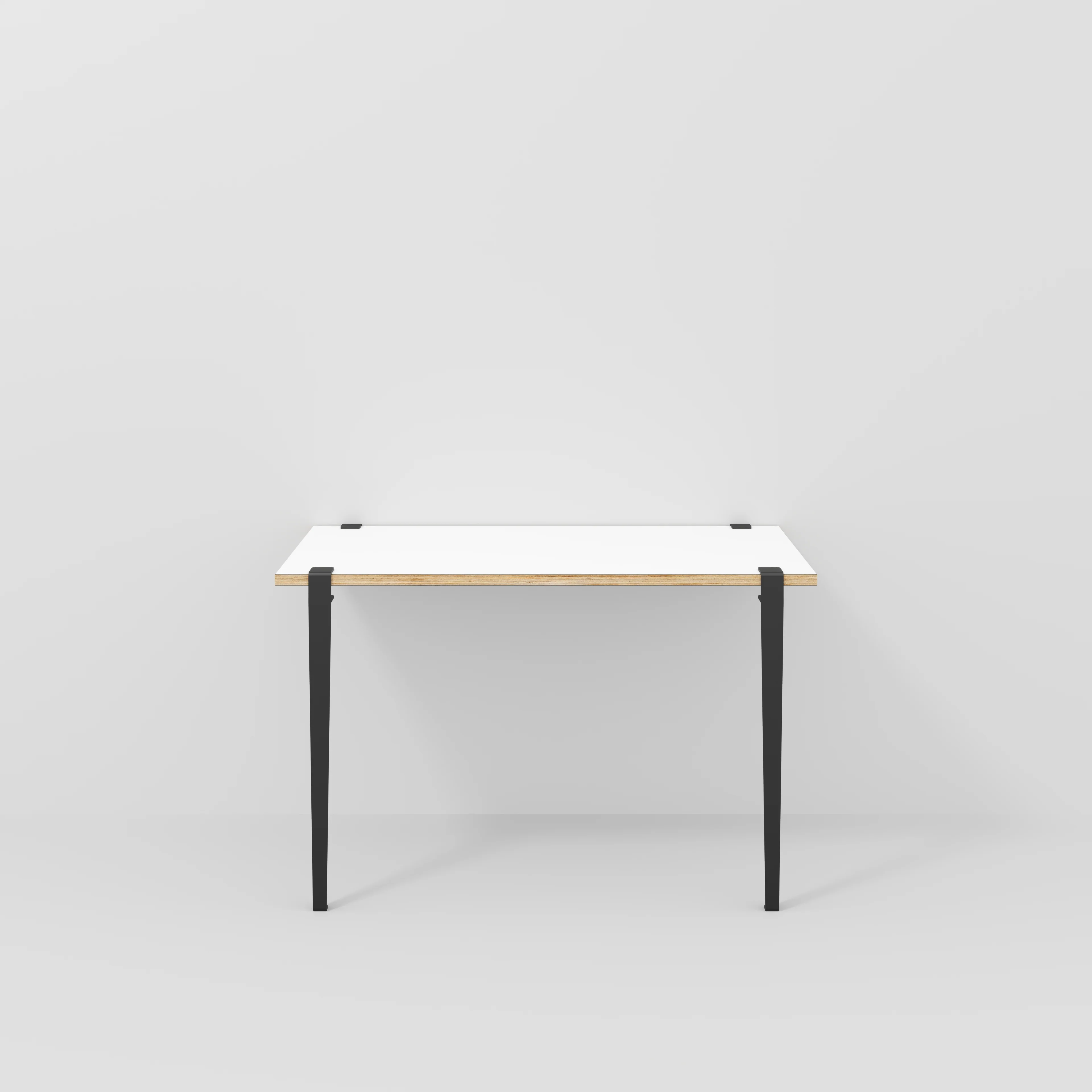 Plywood Wall Desk with Black Tiptoe Legs and Tiptoe Wall Brackets - Formica White - 1200(w) x 600(d) x 750(h)