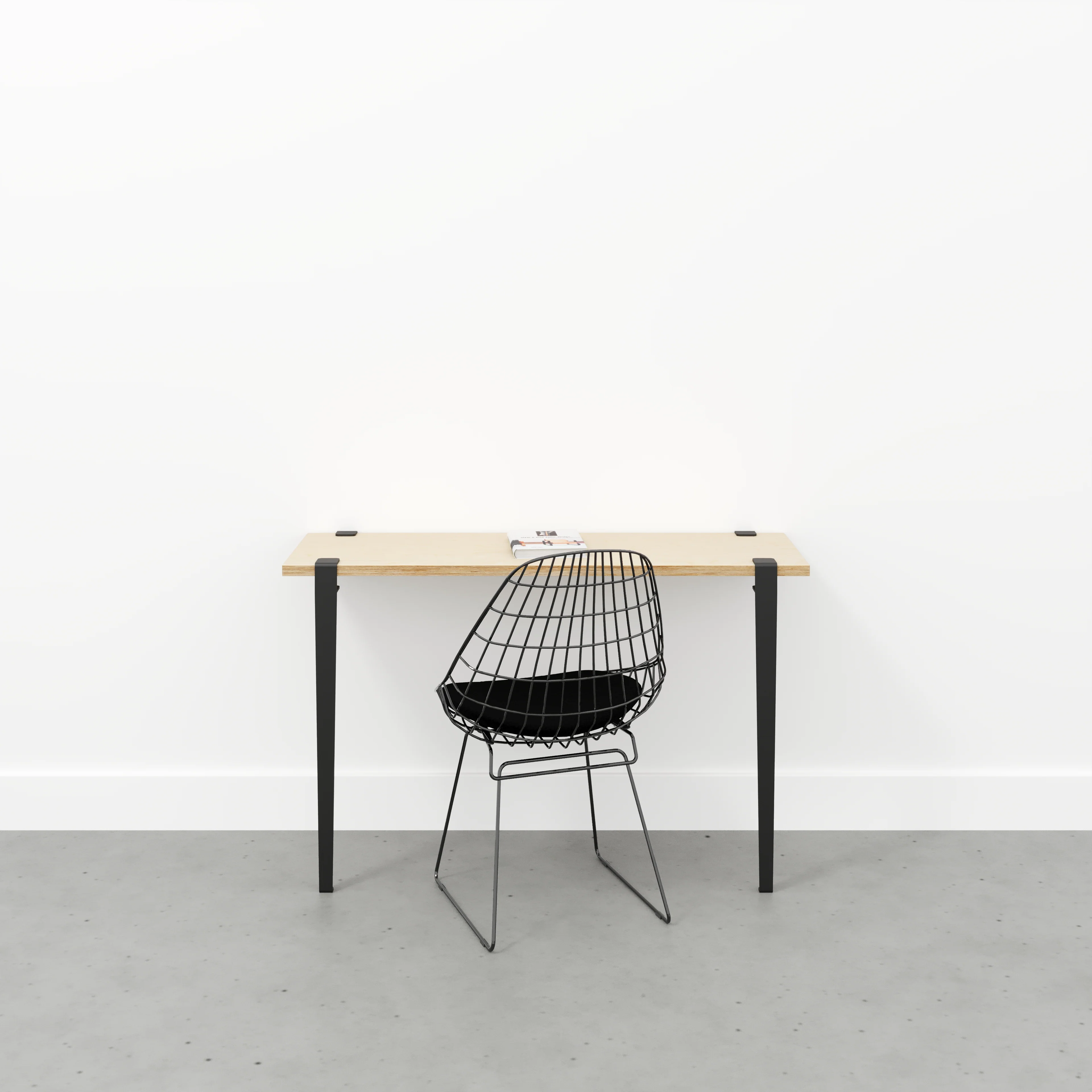 Plywood Wall Desk with Black Tiptoe Legs and Tiptoe Wall Brackets - Plywood Birch - 1200(w) x 400(d) x 750(h) - Image 2