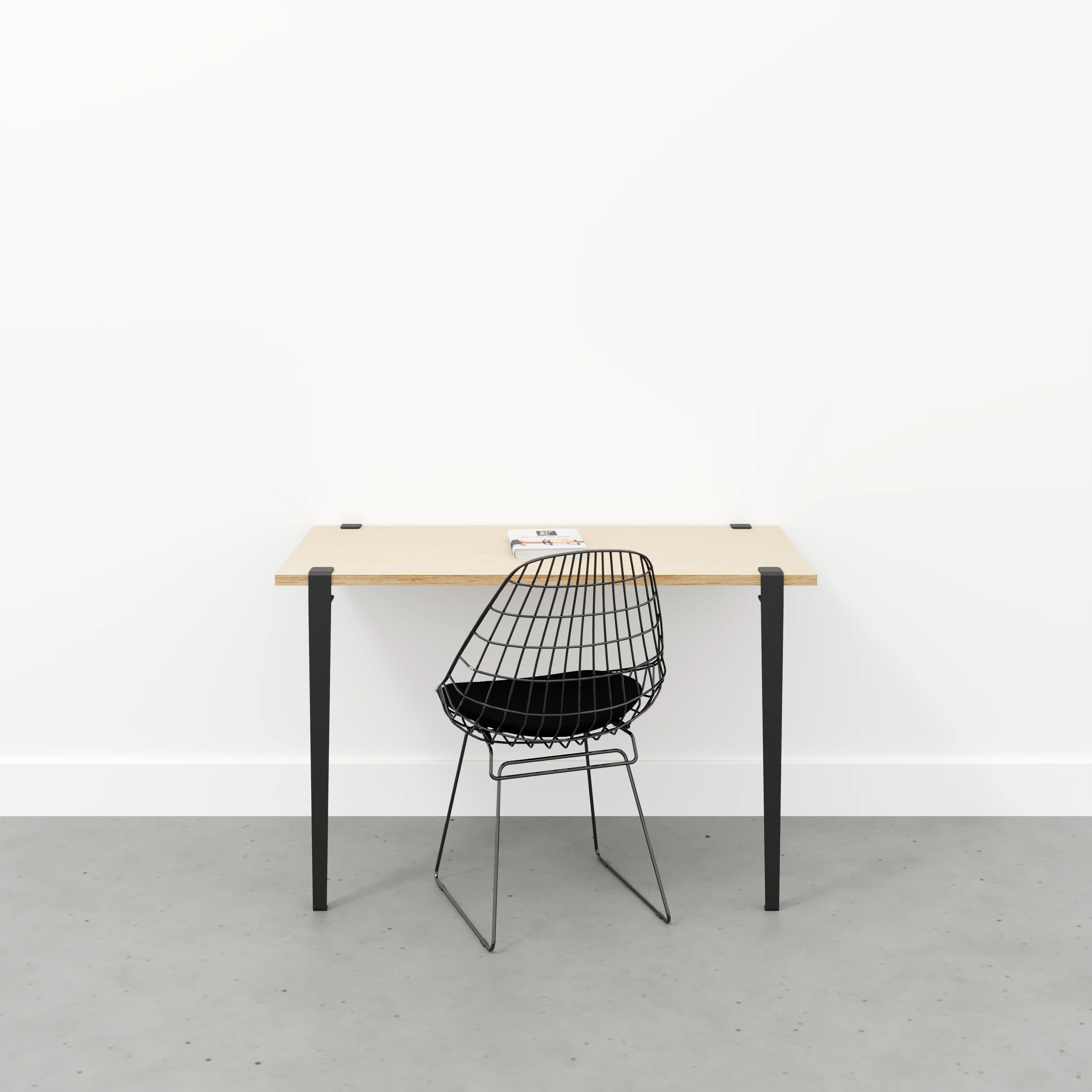 Plywood Wall Desk with Black Tiptoe Legs and Tiptoe Wall Brackets - Plywood Birch - 1200(w) x 600(d) x 750(h) - Image 2