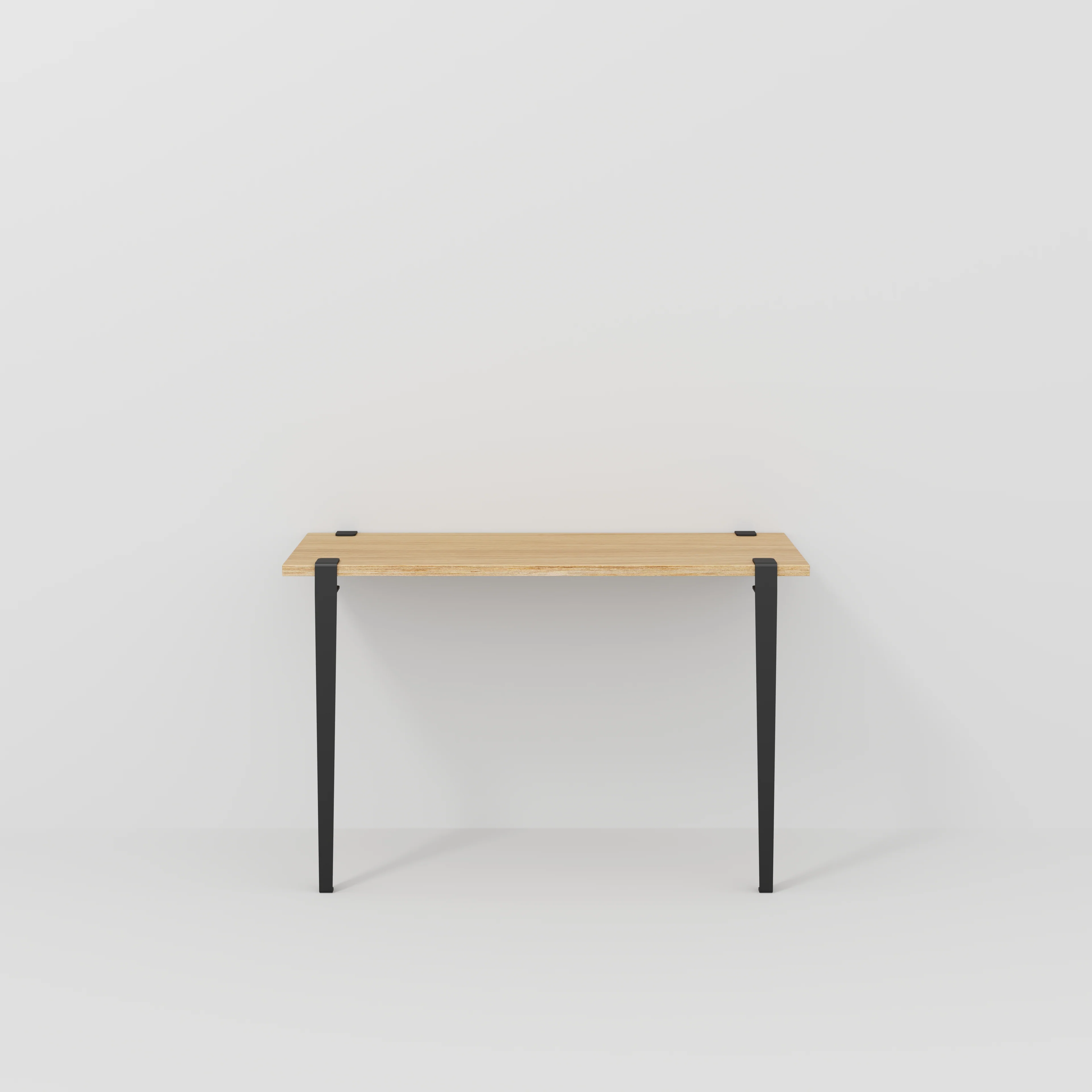 Plywood Wall Desk with Black Tiptoe Legs and Tiptoe Wall Brackets - Plywood Oak - 1200(w) x 400(d) x 750(h)