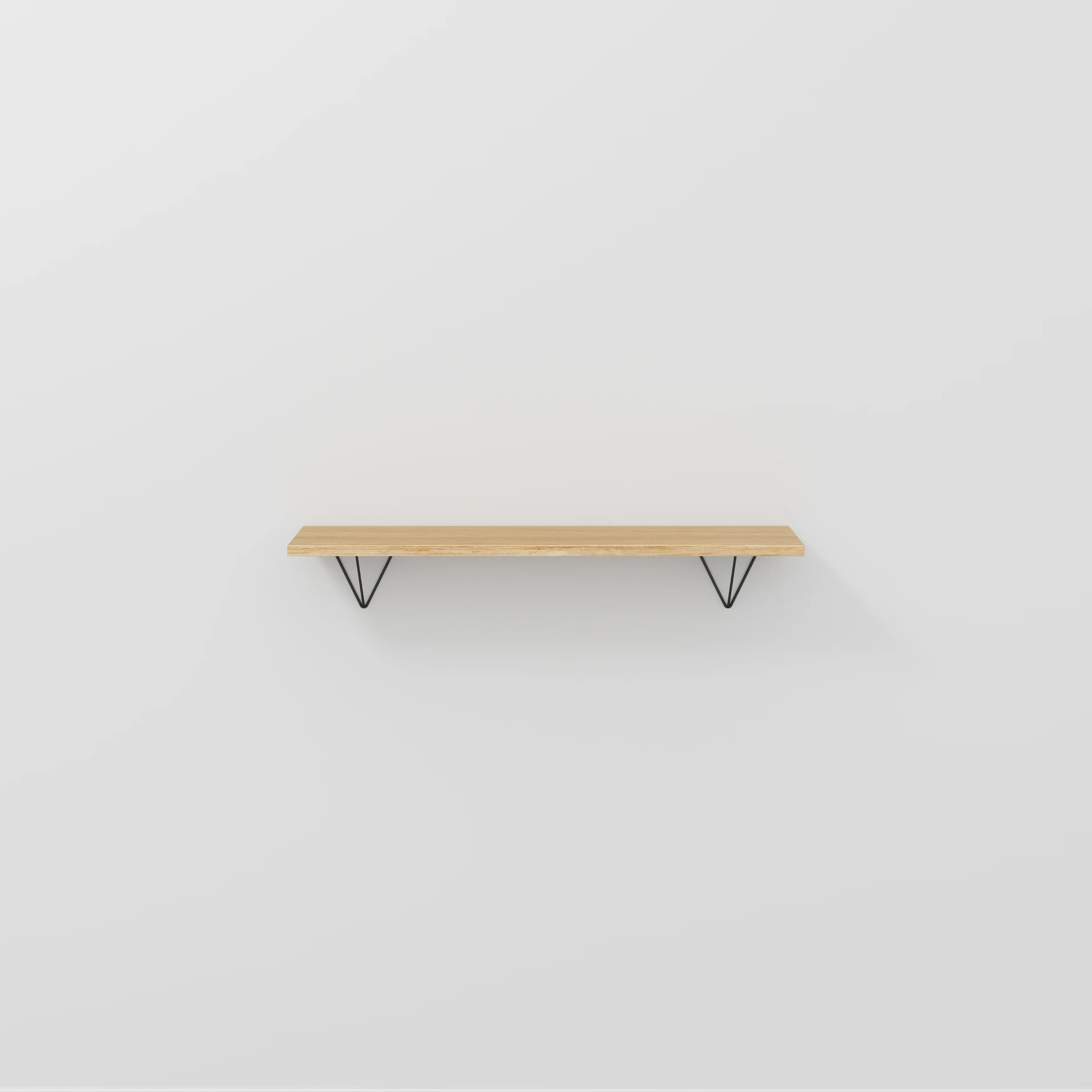 Plywood Wall Shelf with Prism Brackets - Plywood Oak - 1200(w) x 250(d)