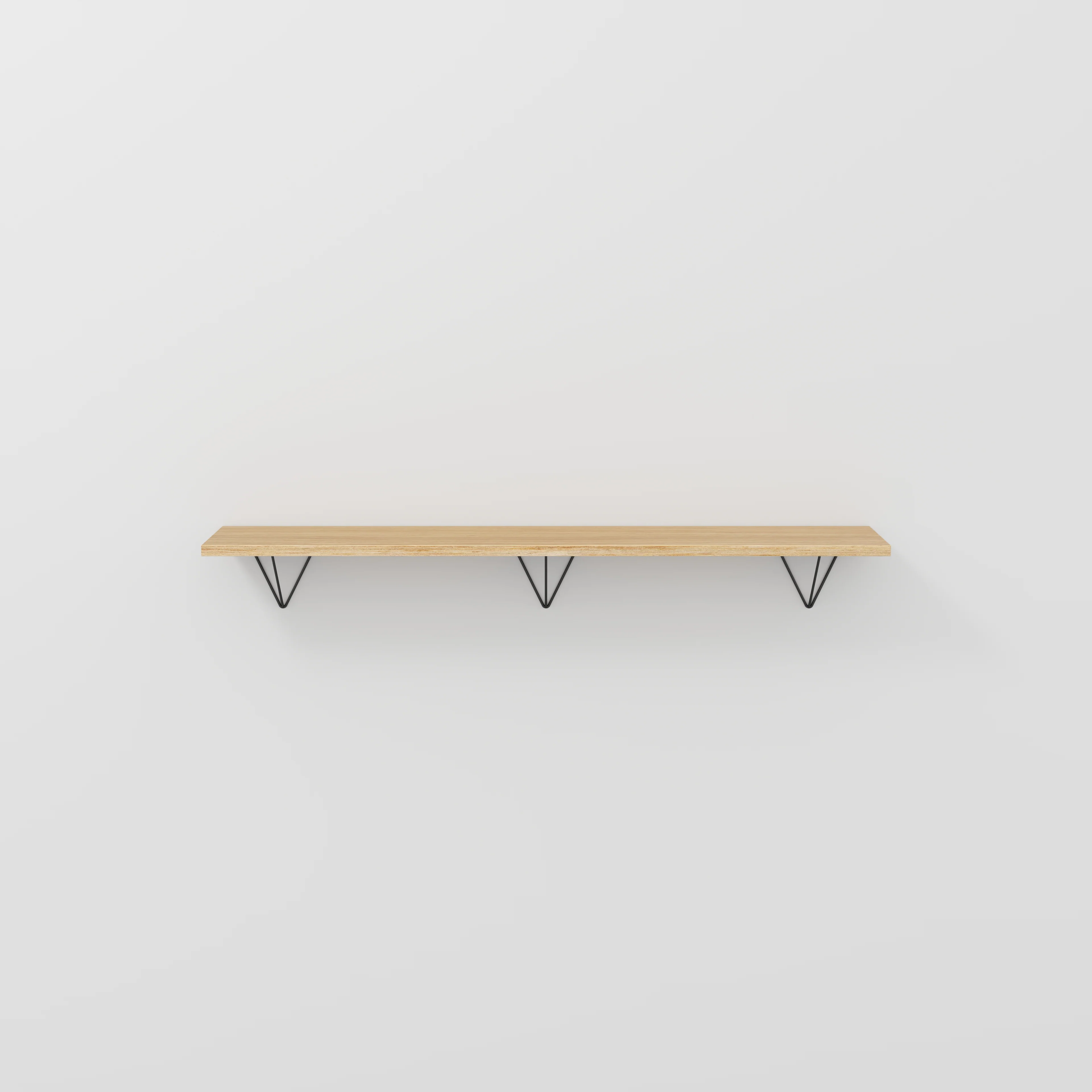 Plywood Wall Shelf with Prism Brackets - Plywood Oak - 1600(w) x 250(d)