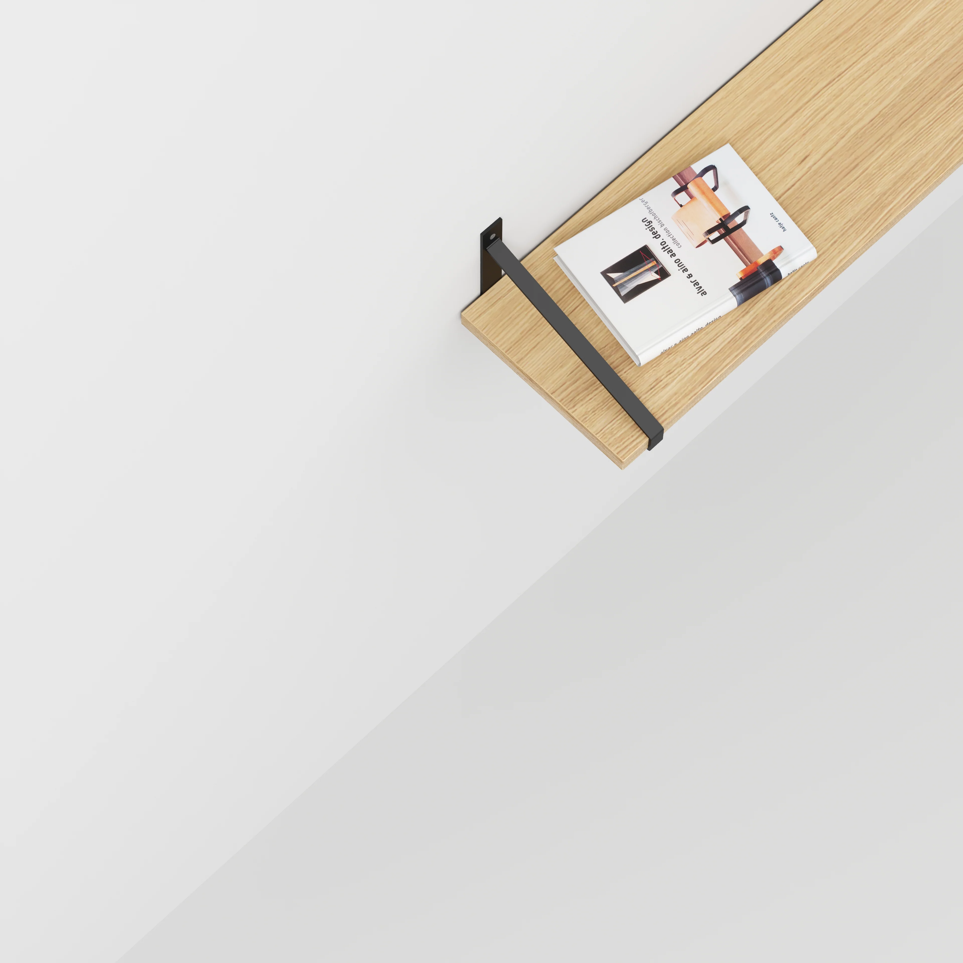 Plywood Wall Shelf with Suspense Brackets - Plywood Oak - 1200(w) x 260(d) - Image 3