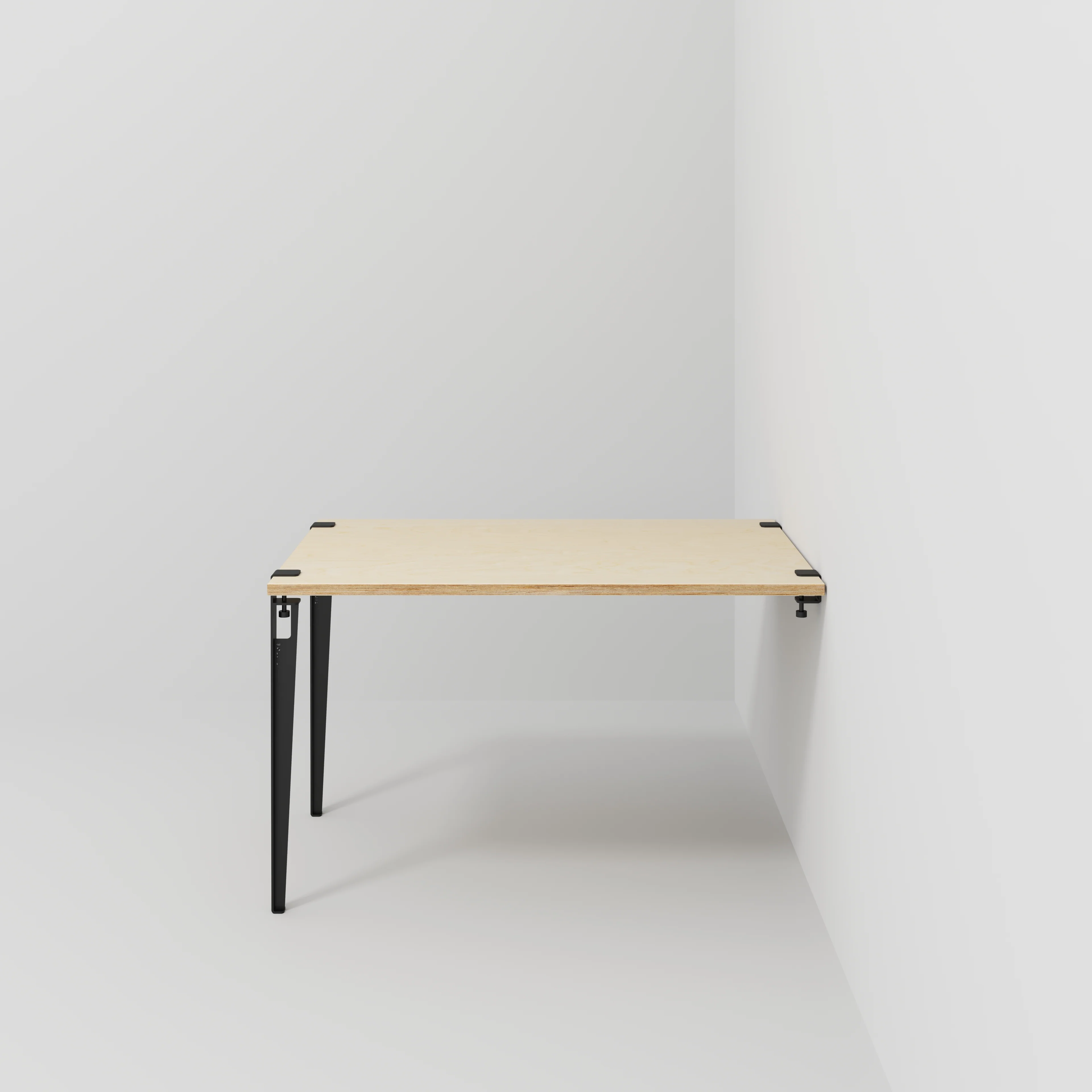 Plywood Wall Table with Black Tiptoe Legs and Brackets - Plywood Birch - 1200(w) x 800(d) x 750(h)