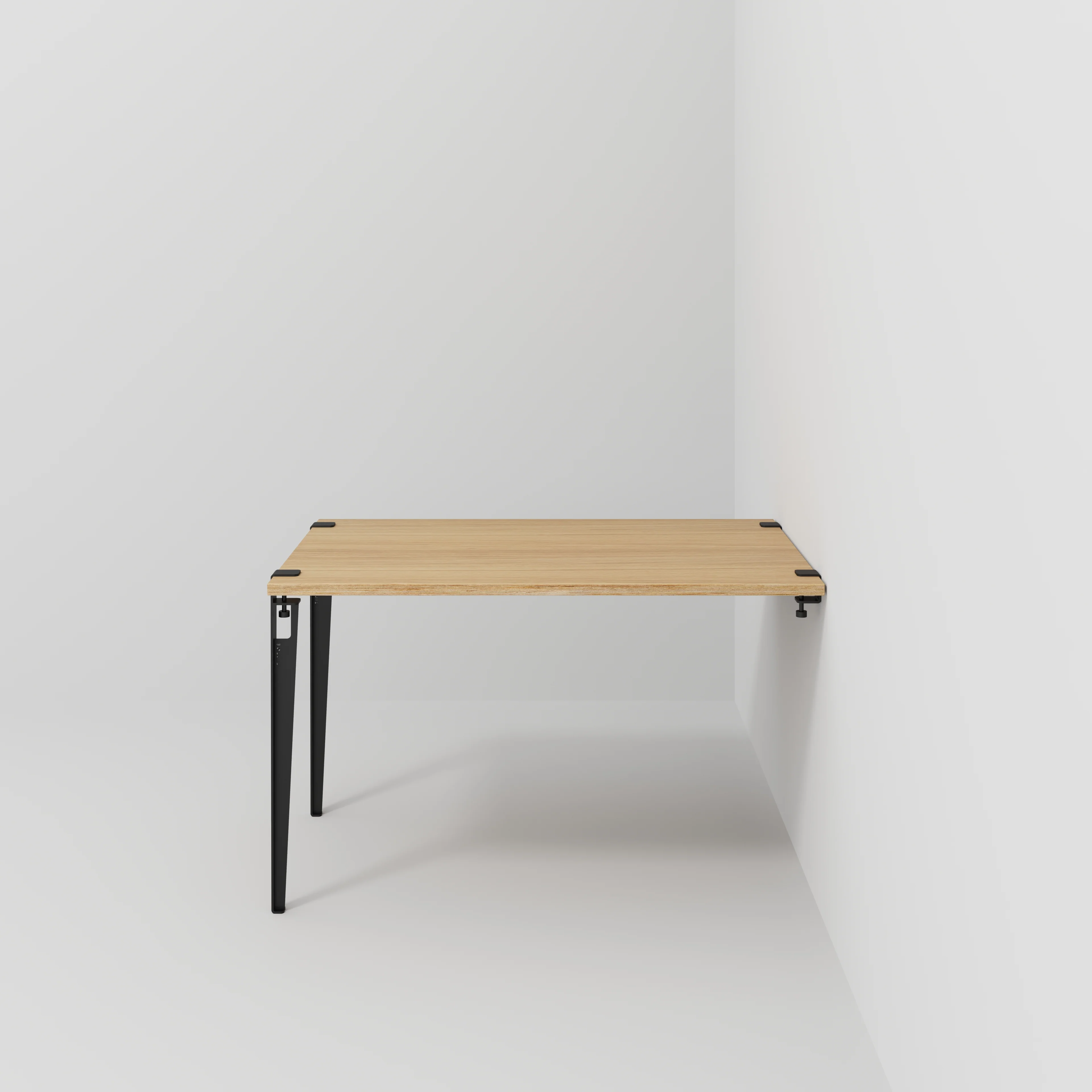 Plywood Wall Table with Black Tiptoe Legs and Brackets - Plywood Oak - 1200(w) x 800(d) x 750(h)