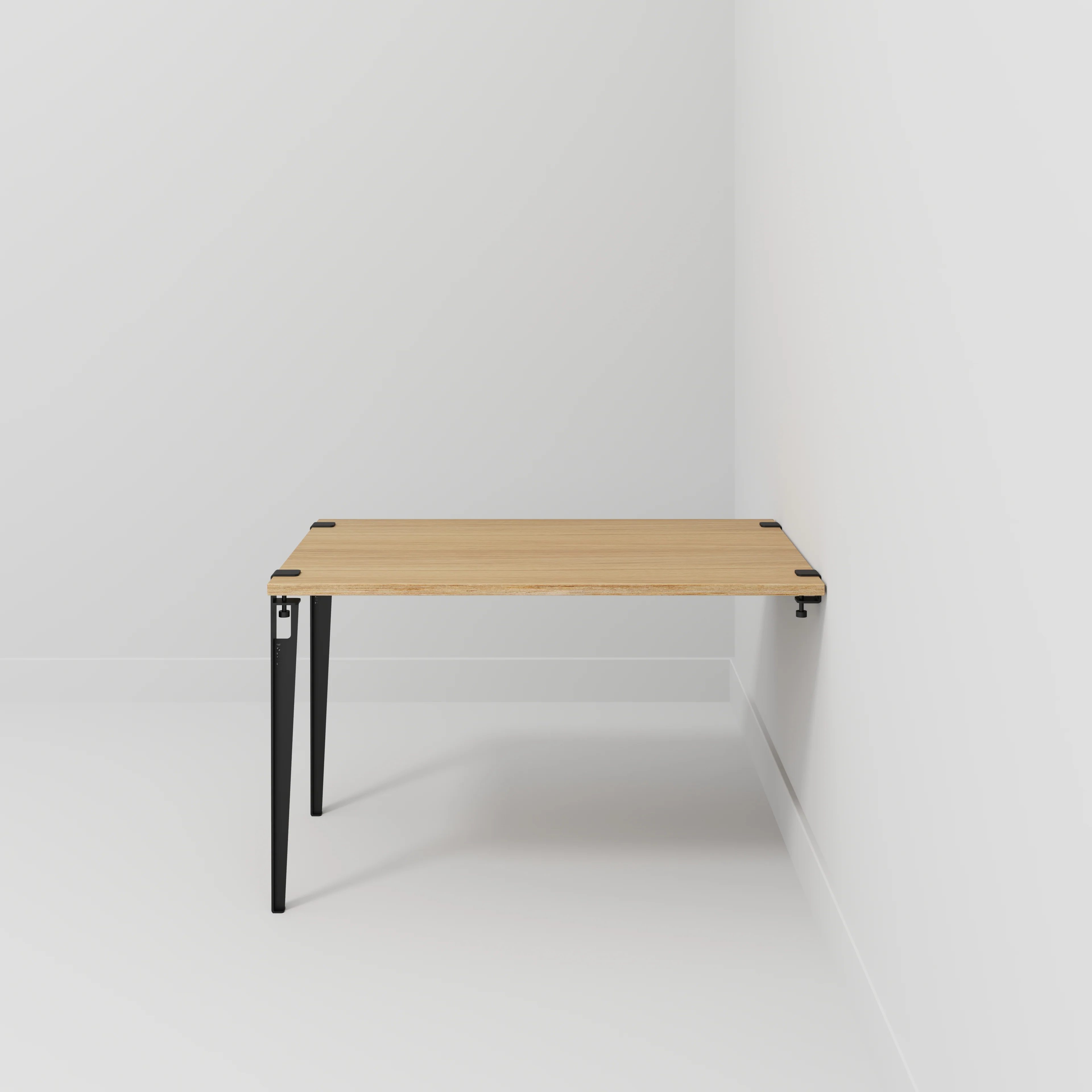 Plywood Wall Table with Black Tiptoe Legs and Brackets - Plywood Oak - 1200(w) x 800(d) x 750(h) - Image 2