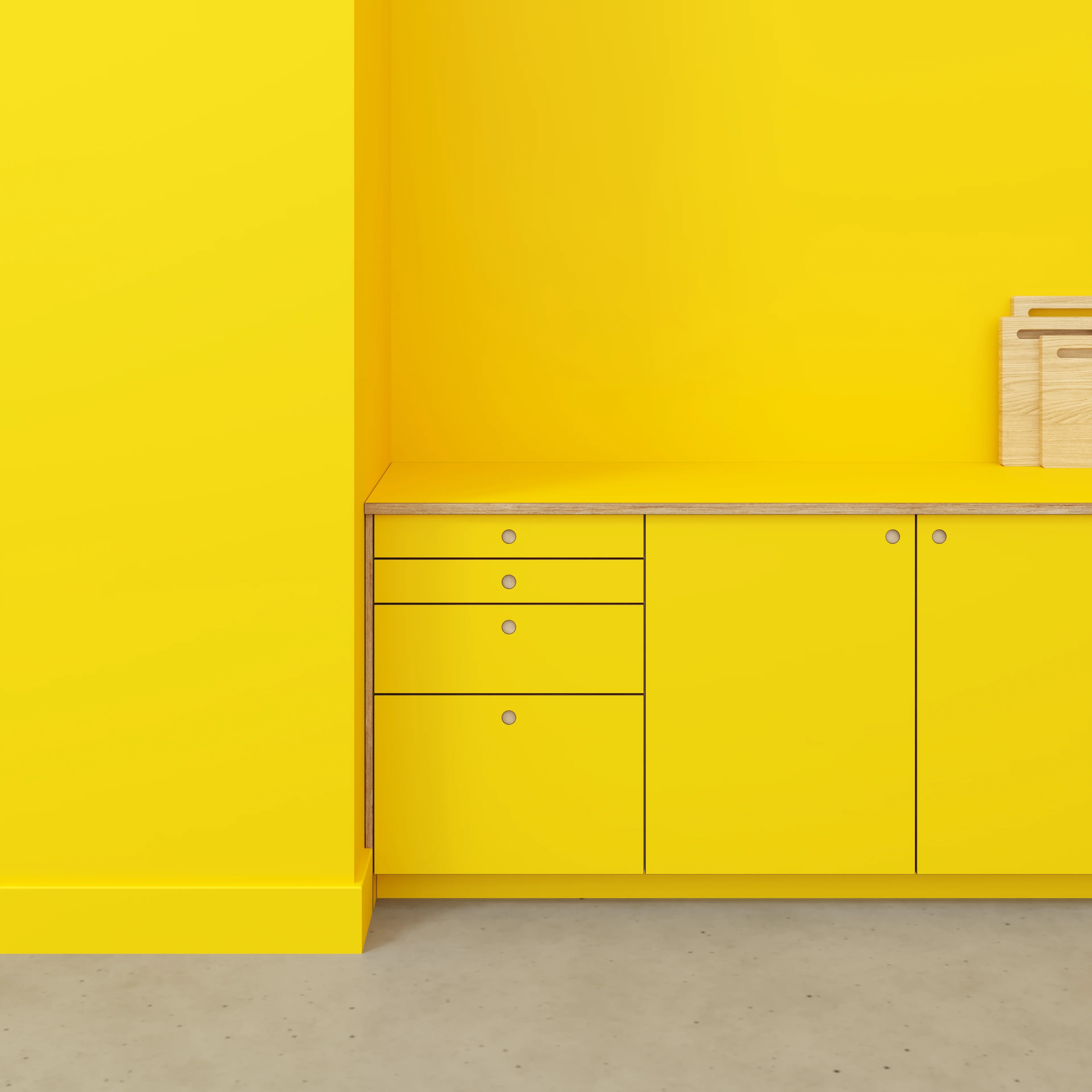 Plywood Worktop - Formica Chrome Yellow - 2400(w) x 635(d) - Image 2