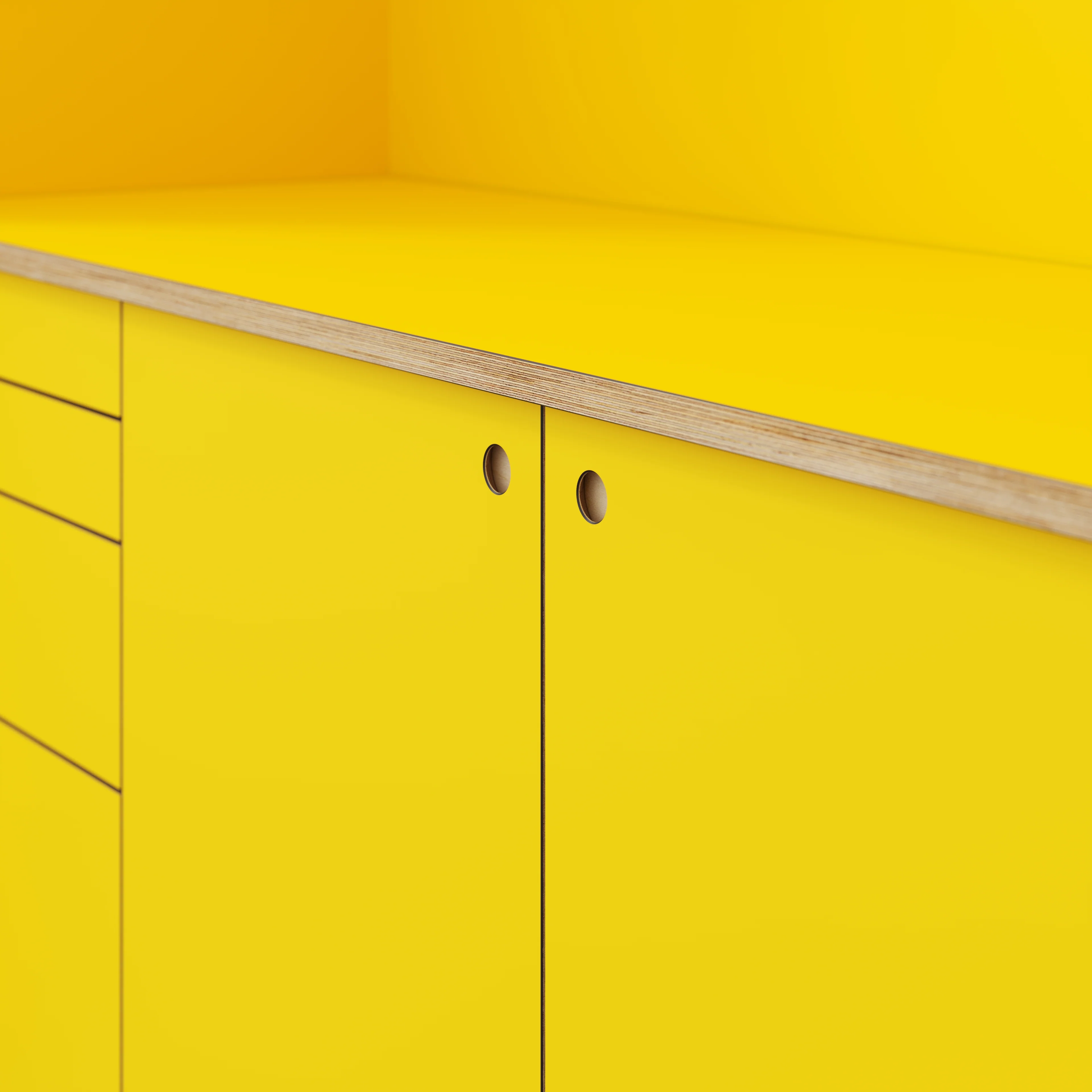 Plywood Worktop - Formica Chrome Yellow - 2400(w) x 635(d) - Image 3