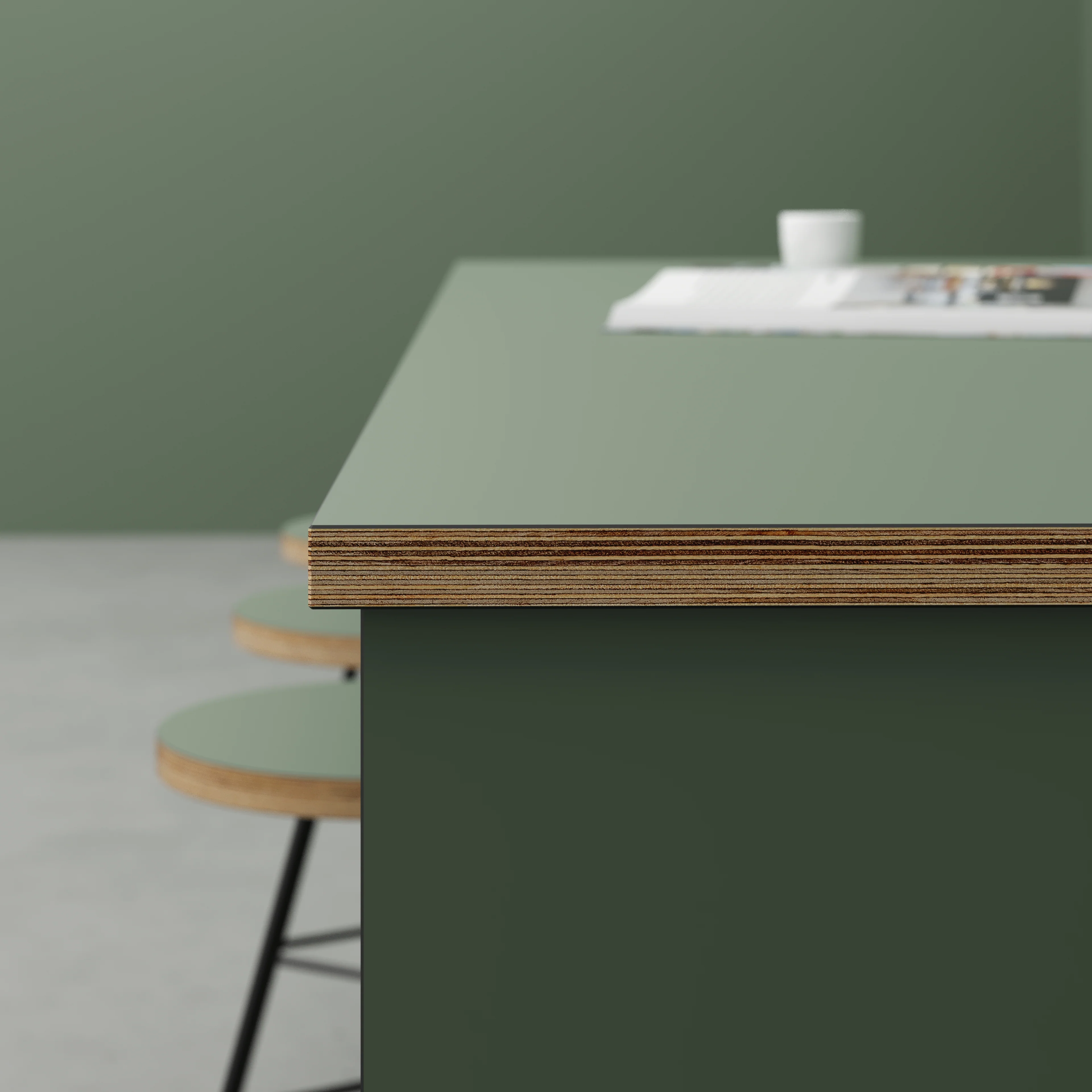 Plywood Worktop - Formica Green Slate - 3000(w) x 900(d) - Image 3