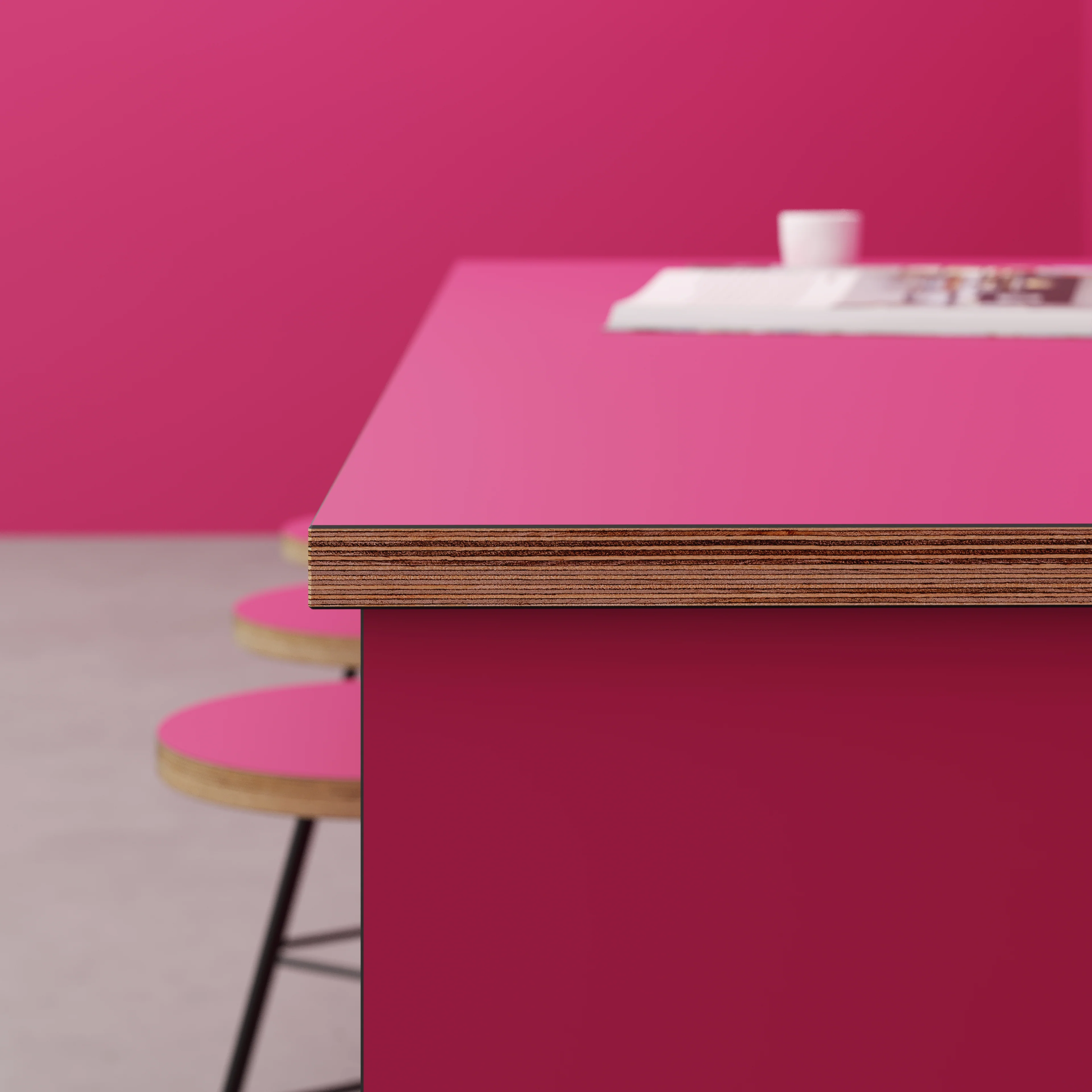 Plywood Worktop - Formica Juicy Pink - 3000(w) x 900(d) - Image 3