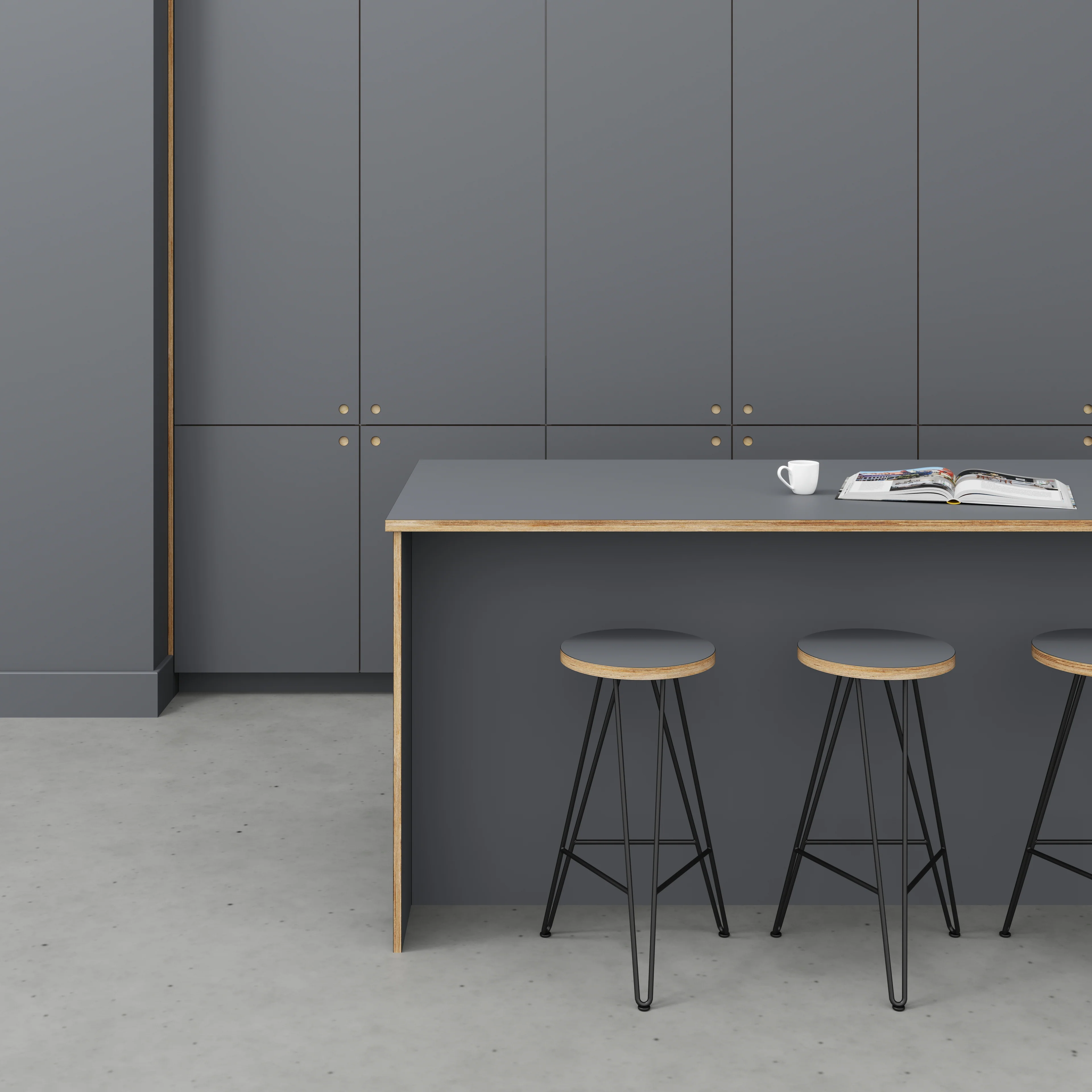 Plywood Worktop - Formica Tornado Grey - 2400(w) x 900(d) - Image 2