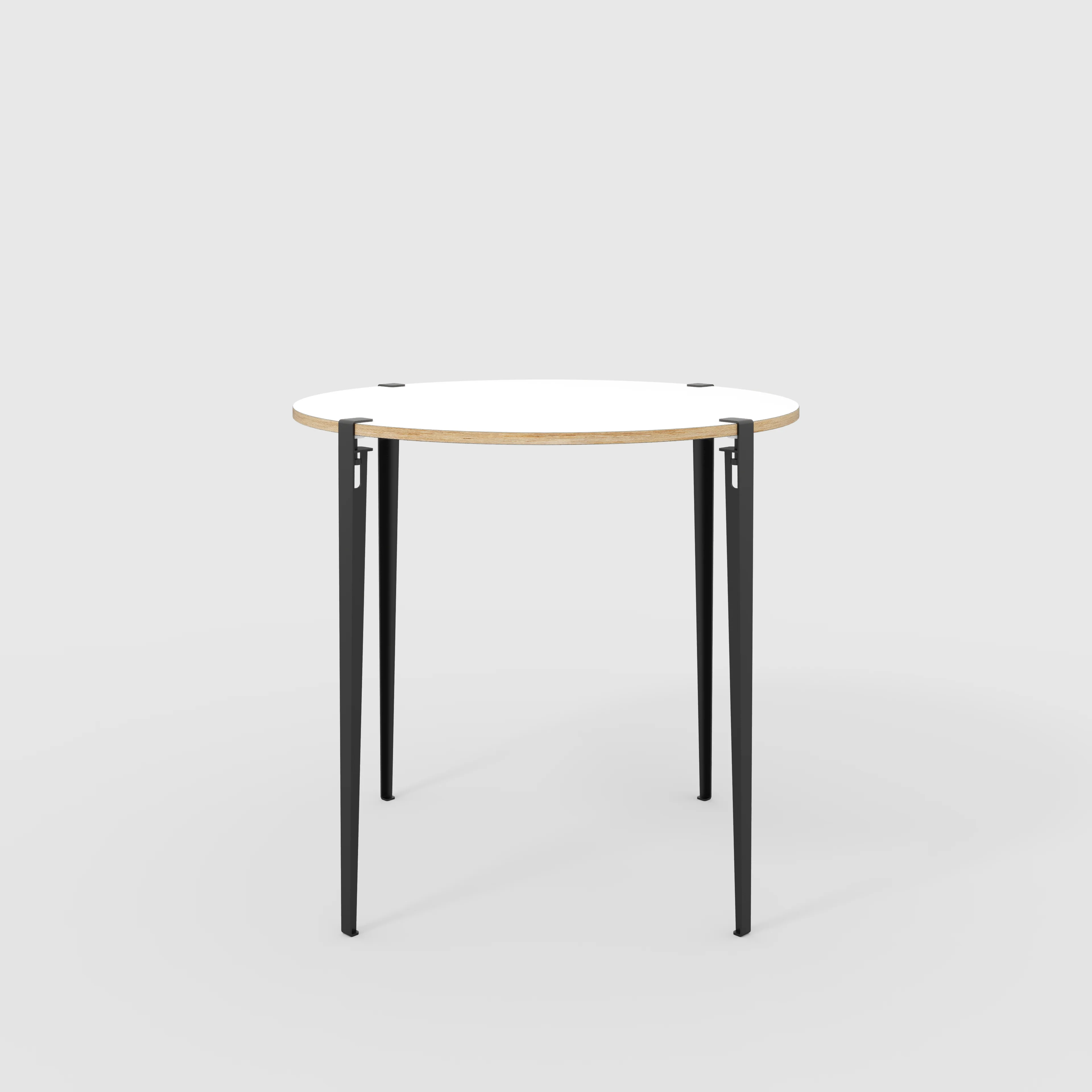 Plywood Round Table with Black Tiptoe Legs - Formica White - 1200(dia) x 1100(h)