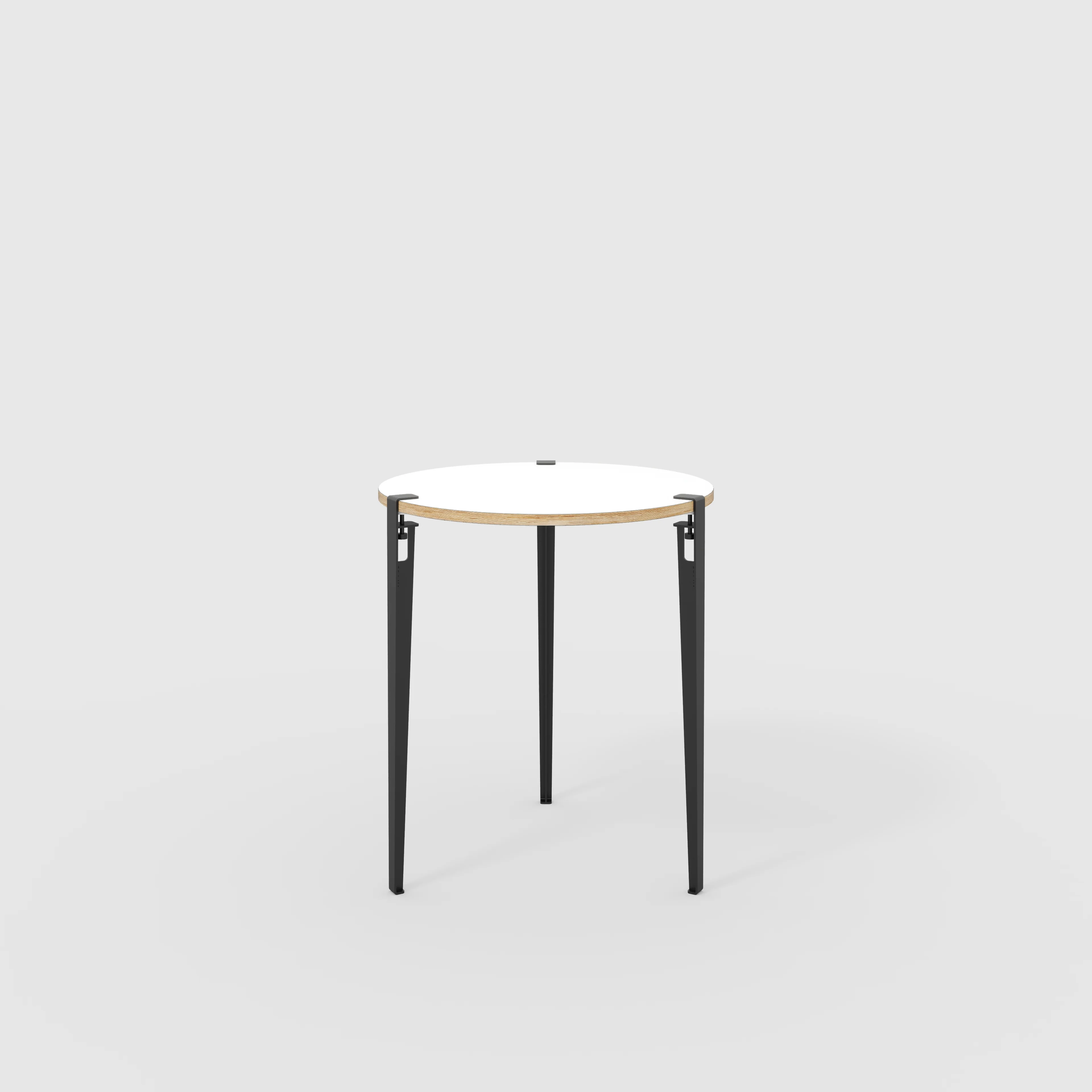 Plywood Round Table with Black Tiptoe Legs - Formica White - 800(dia) x 900(h)
