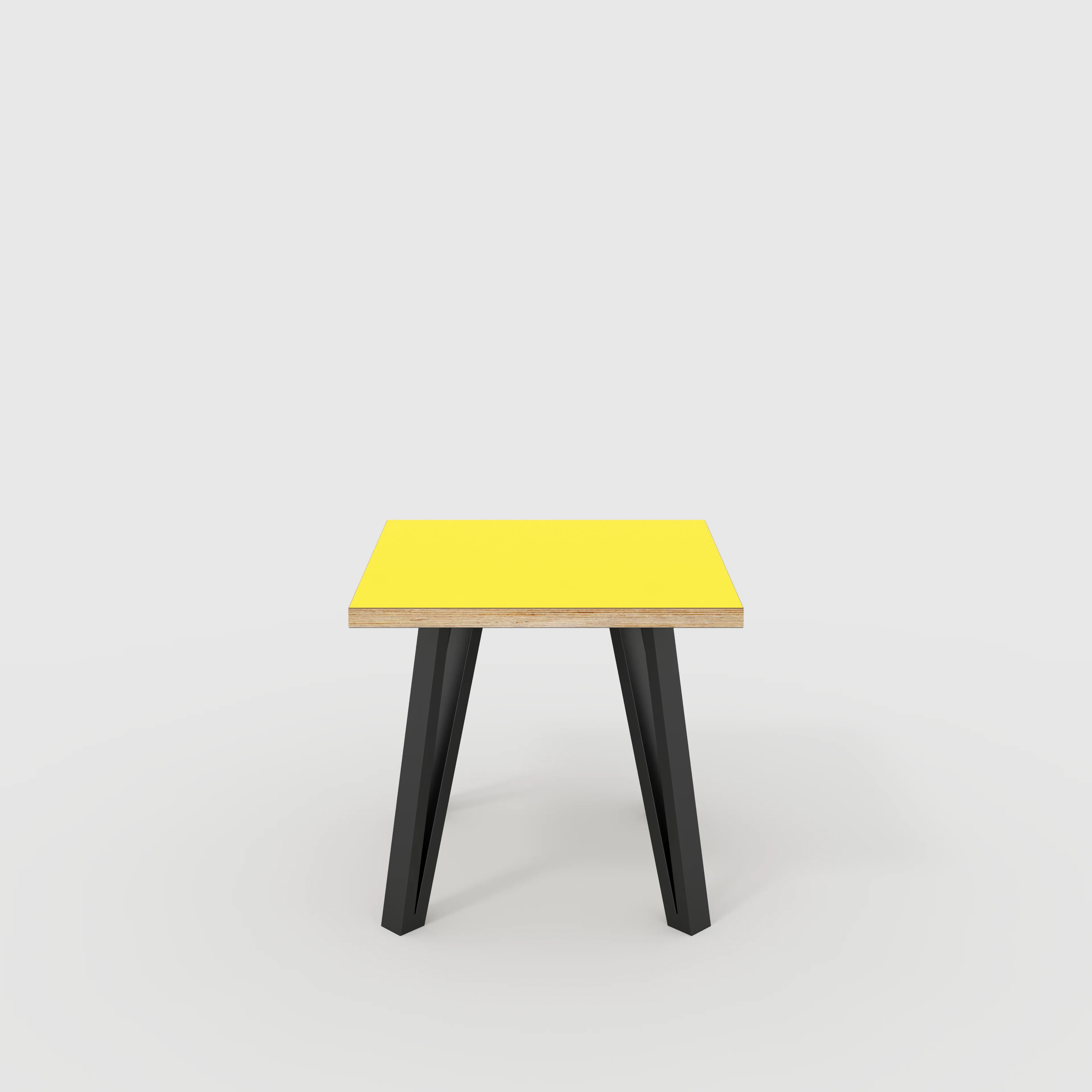 Plywood Side Table with Black Box Hairpin Legs - Formica Chrome Yellow - 500(w) x 500(d) x 425(h)