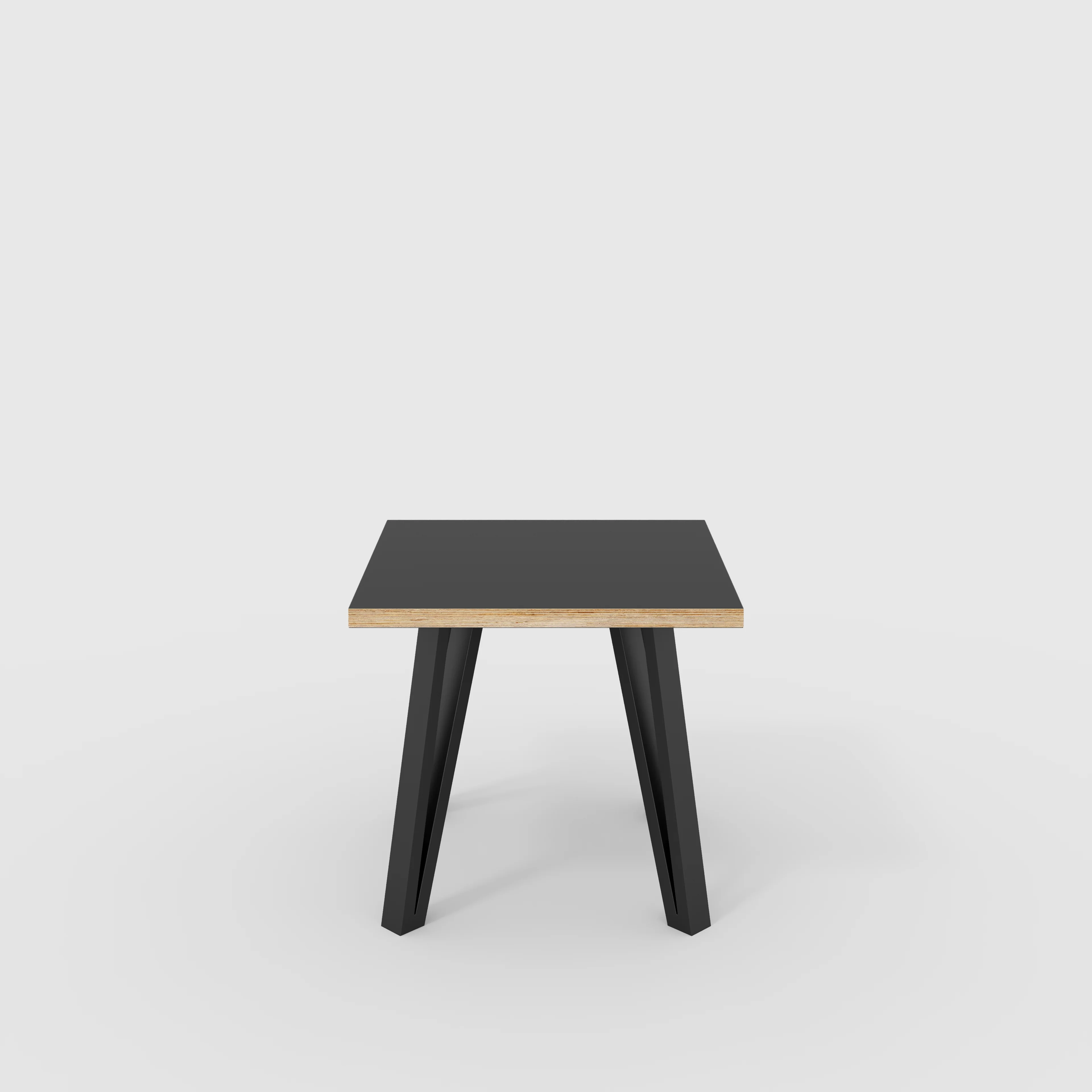 Plywood Side Table with Black Box Hairpin Legs - Formica Diamond Black - 500(w) x 500(d) x 425(h)