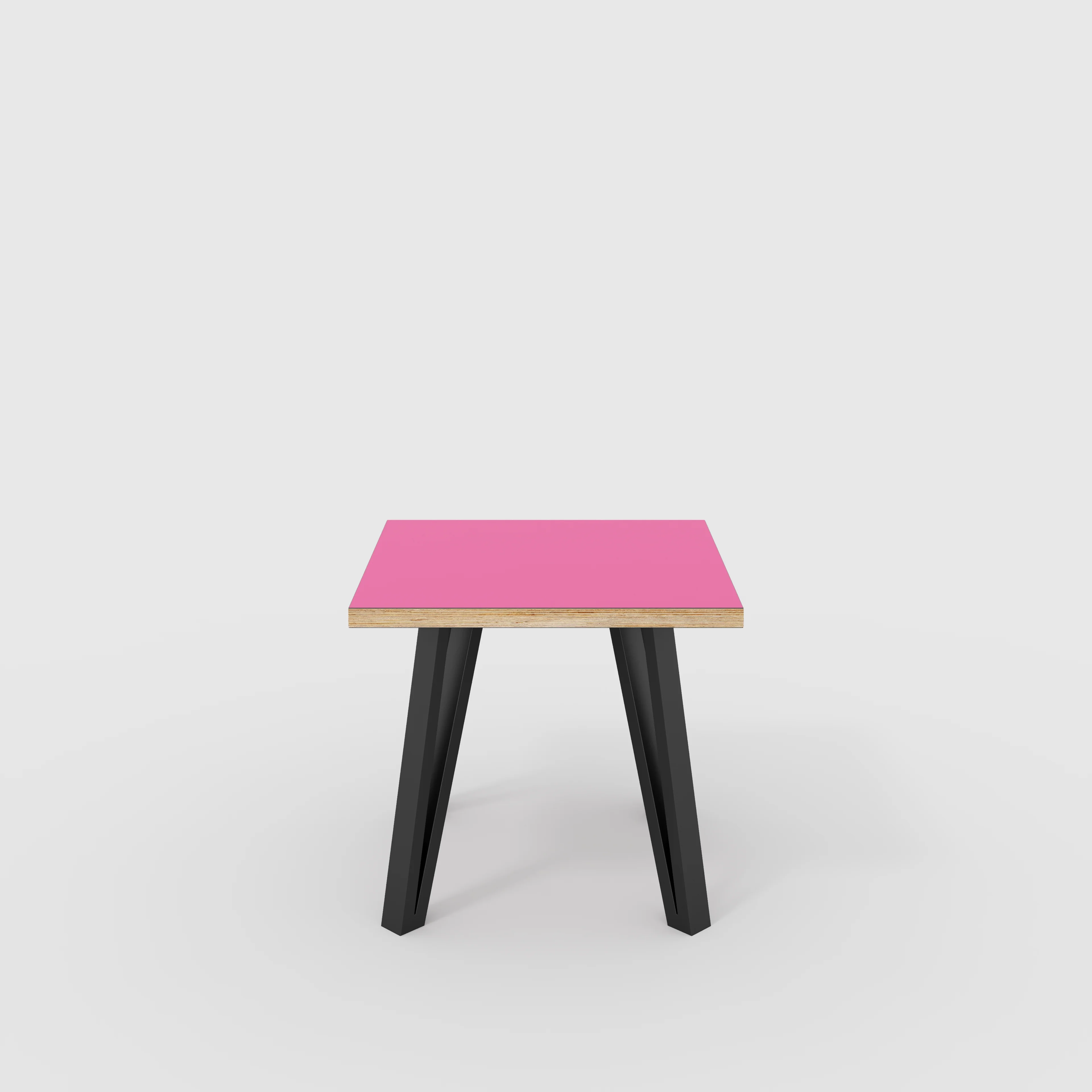 Plywood Side Table with Black Box Hairpin Legs - Formica Juicy Pink - 500(w) x 500(d) x 425(h)