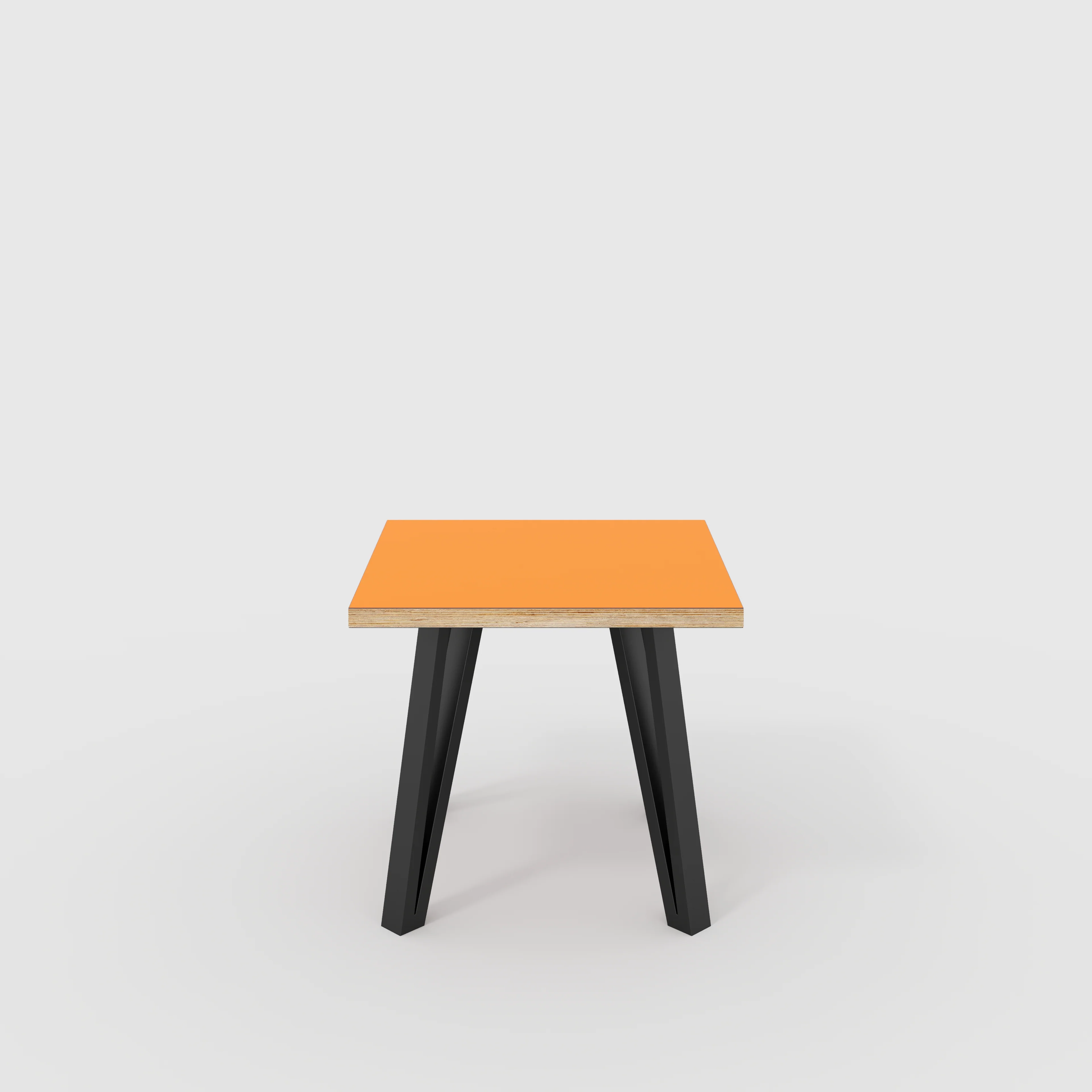 Plywood Side Table with Black Box Hairpin Legs - Formica Levante Orange - 500(w) x 500(d) x 425(h)