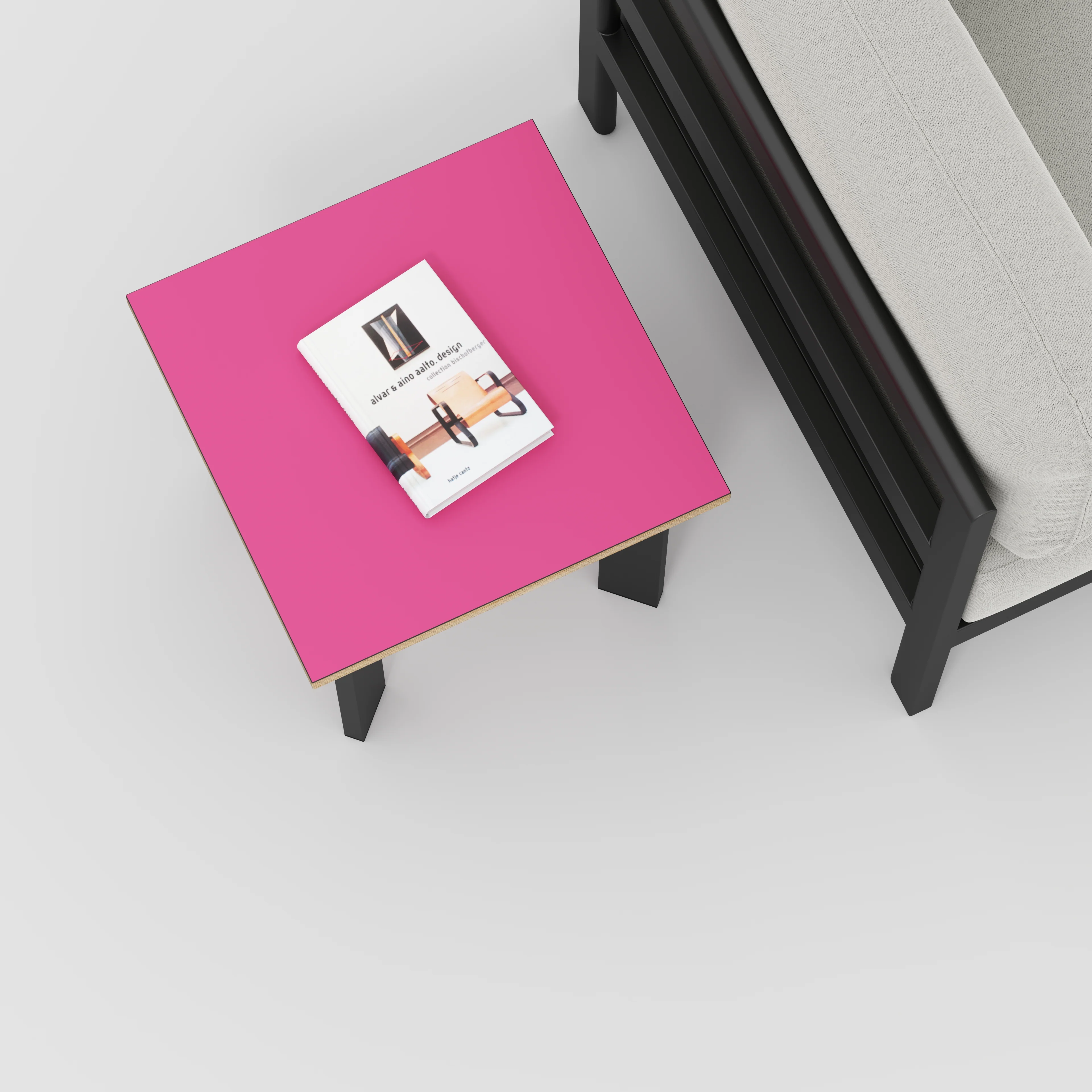 Plywood Side Table with Rectangular Single Pin Legs - Formica Juicy Pink - 500(w) x 500(d) x 425(h) - Image 3
