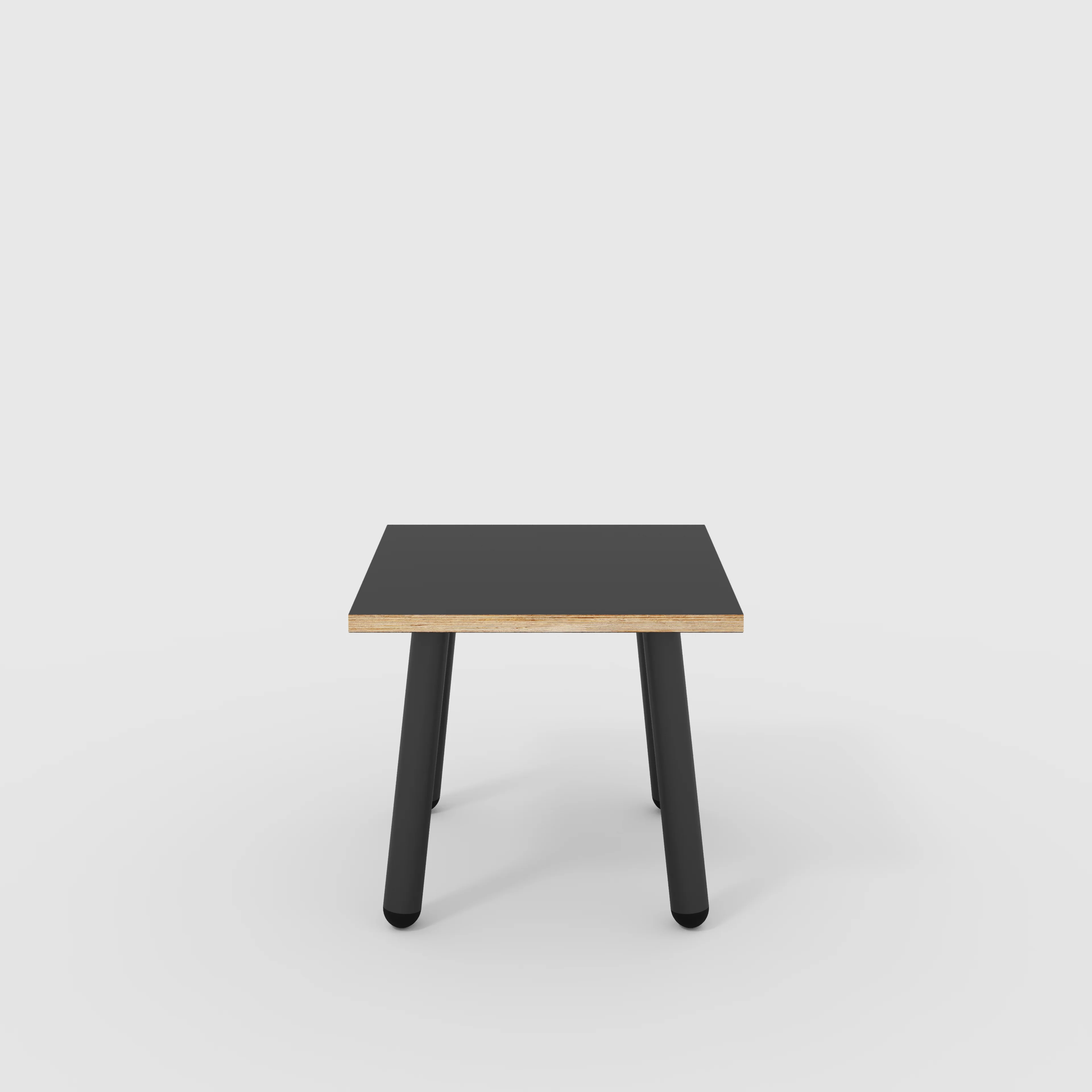 Plywood Side Table with Round Single Pin Legs - Formica Diamond Black - 500(w) x 500(d) x 425(h)